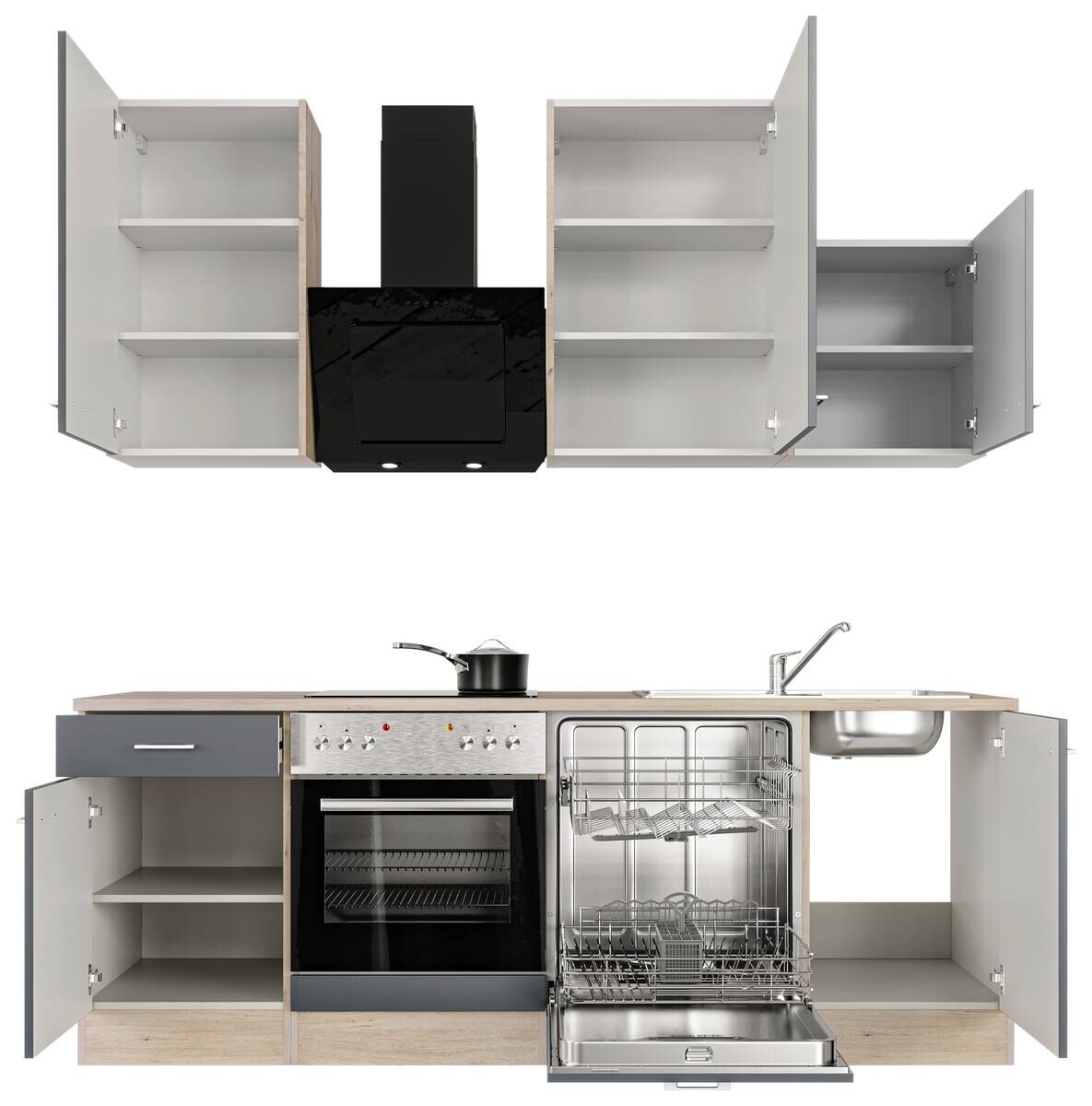 Flex-Well Küchenblock Morena Basalt matt B/H/T: ca. 220x234x60 cm