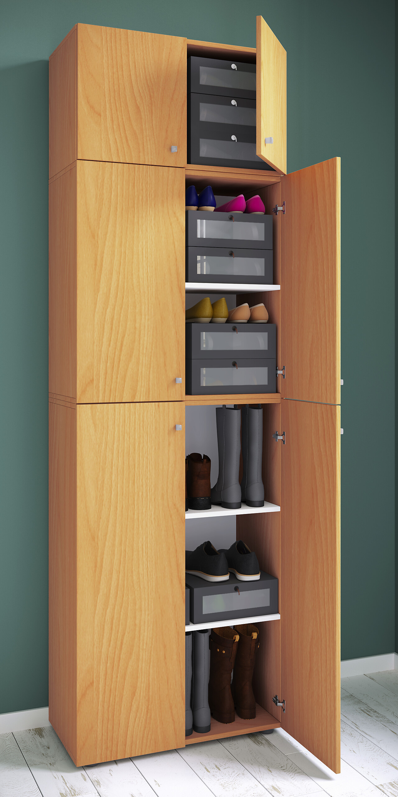 Schuhschrank Lona buche weiß B/H/T: ca. 70x223x39 cm