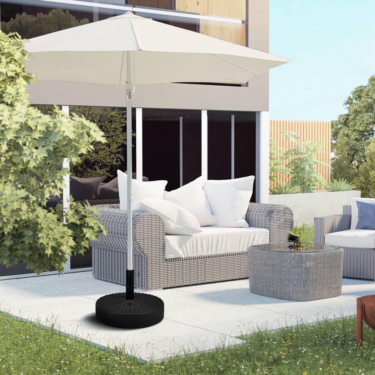 Outsunny Schirmständer schwarz Kunststoff B/H/L: ca. 51x51x36 cm