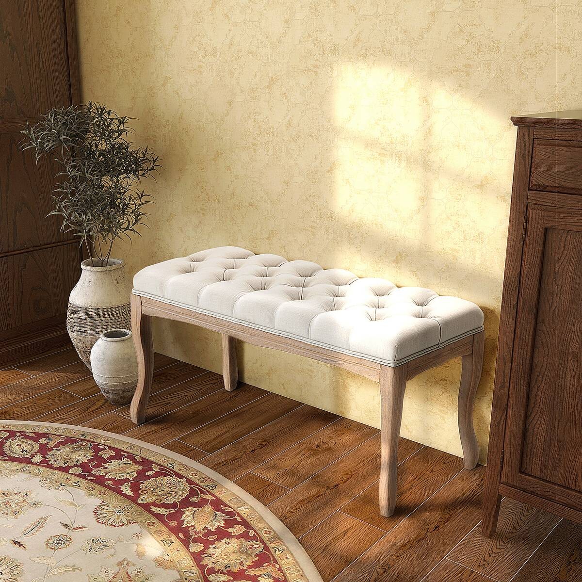 Polsterbank 837-178BG beige B/H/T: ca. 110x48x40 cm