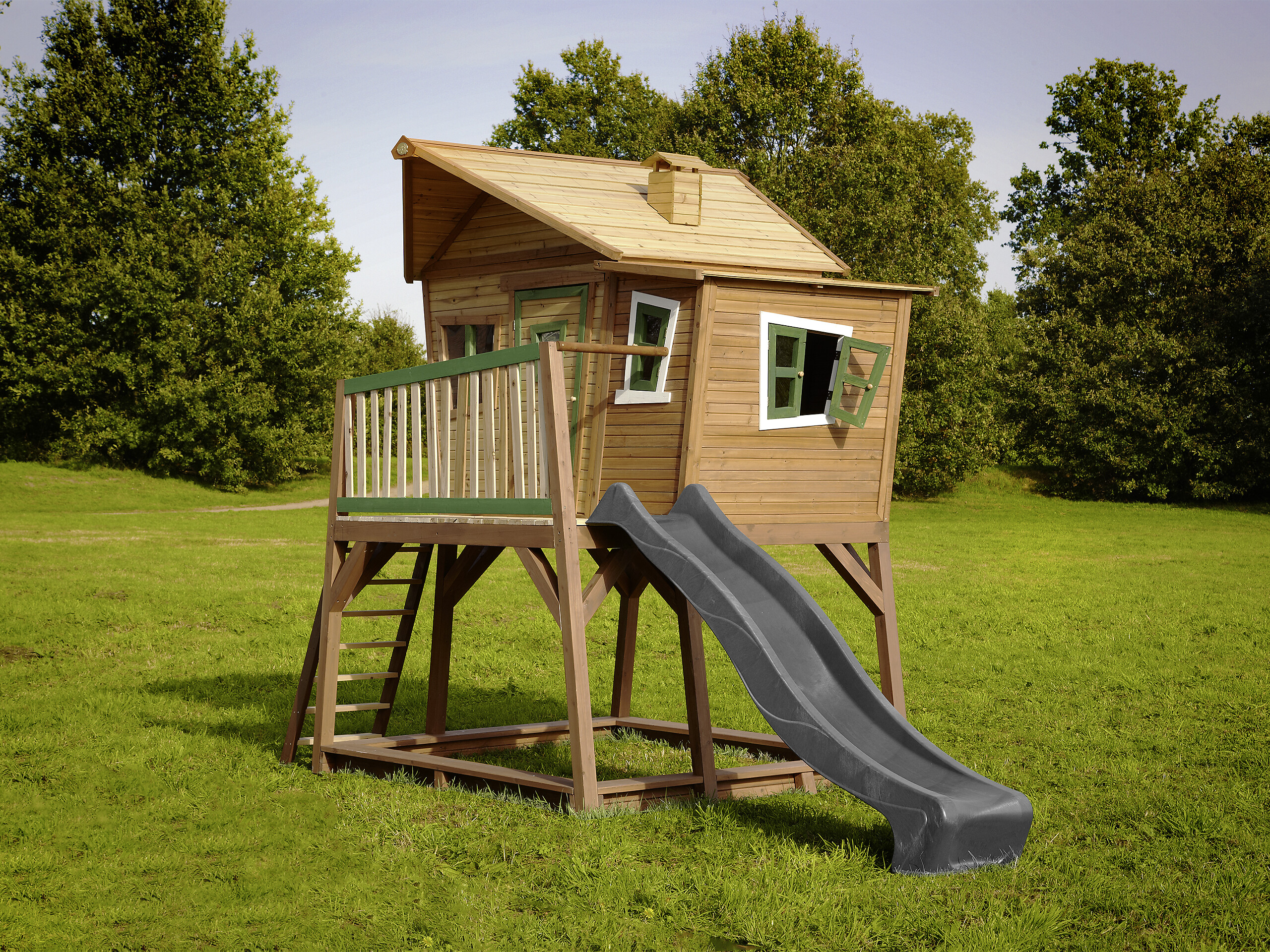 AXI Spielhaus Max braun B/H/L: ca. 432x288x193 cm