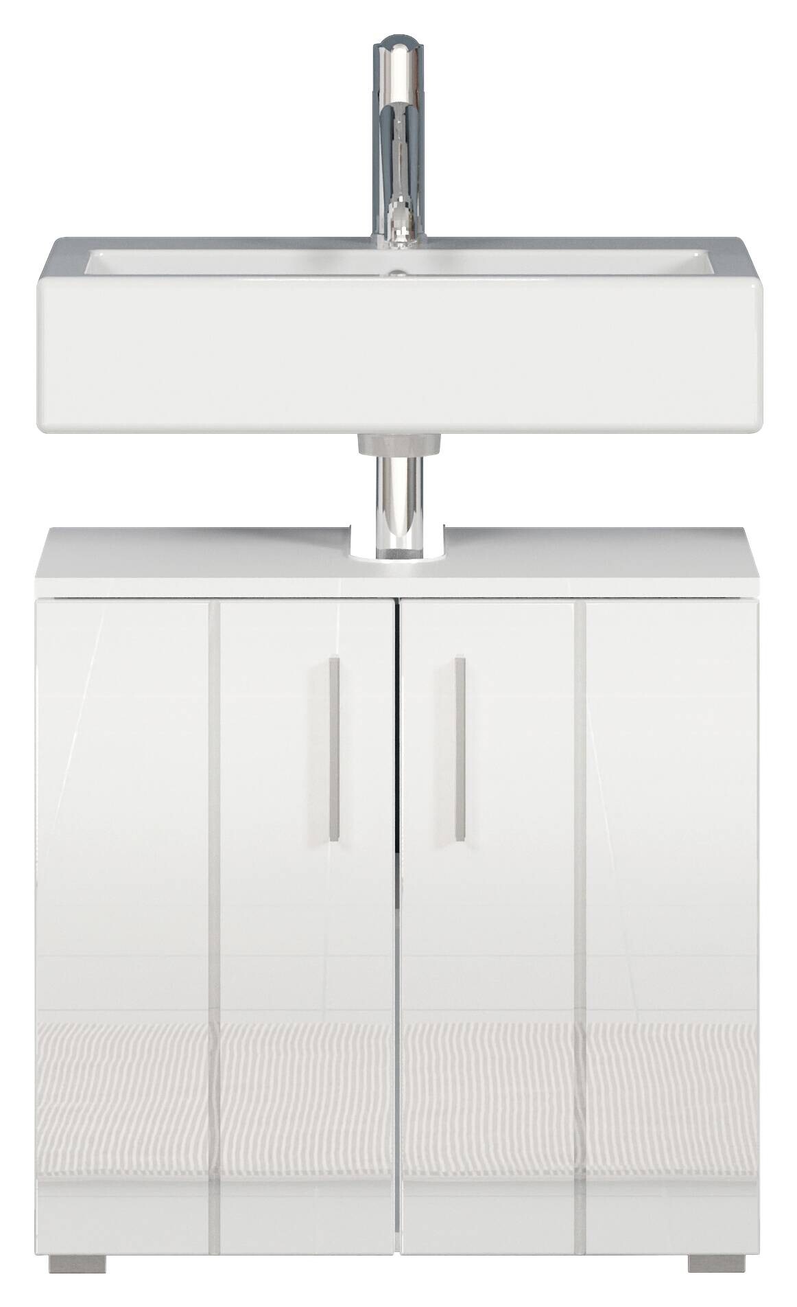 Waschbeckenunterschrank Wons weiß Hochglanz weiß matt B/H/T: ca. 60x58x34 cm