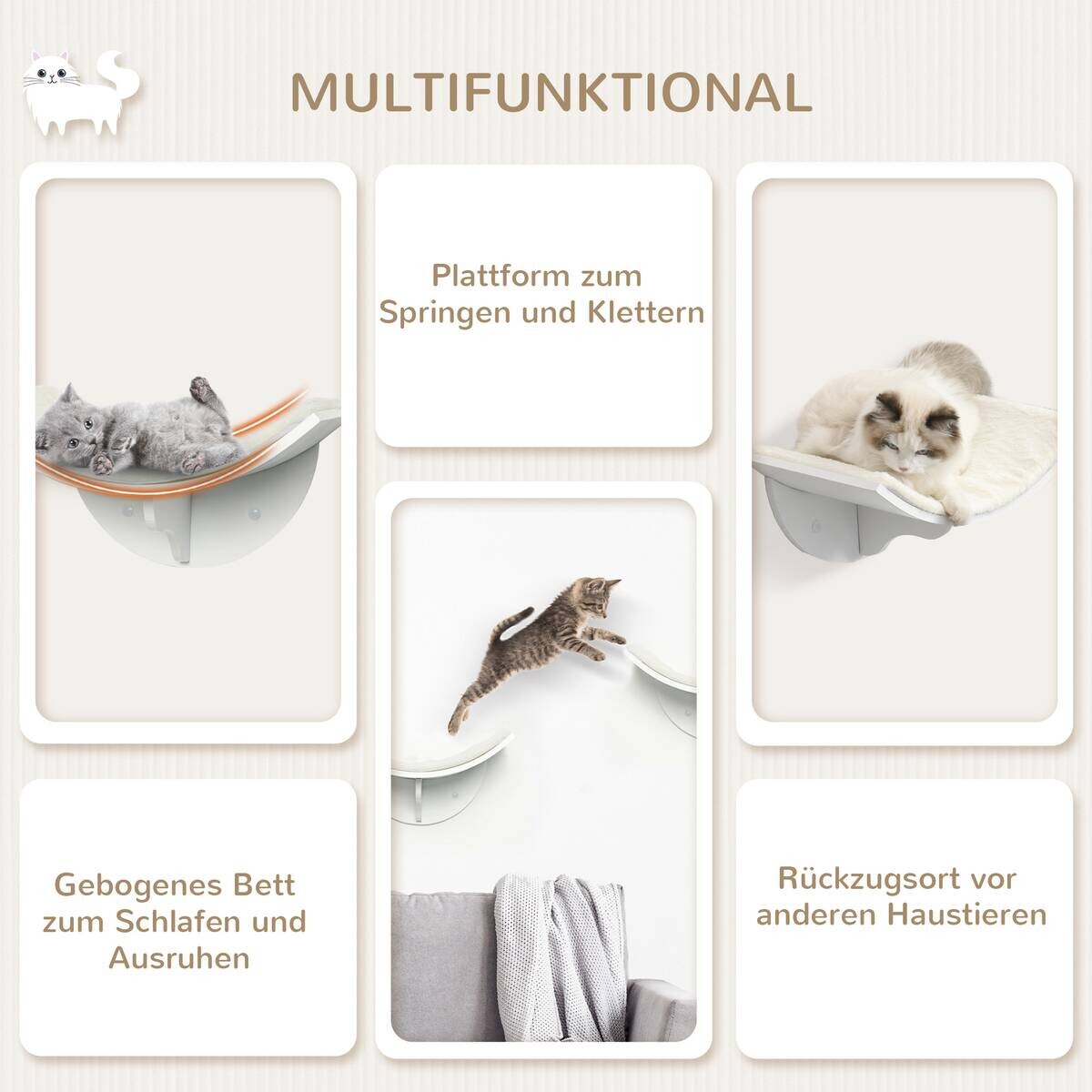 PawHut Wand-Katzenbett weiß MDF B/H/L: ca. 28x21x41 cm
