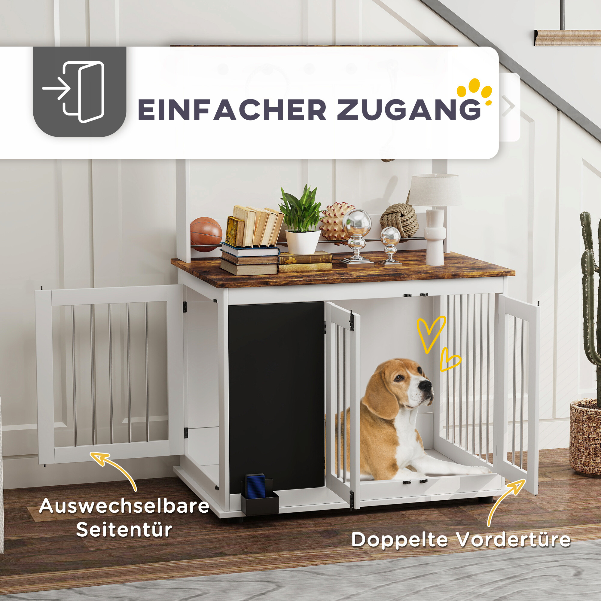 PawHut Hundekäfig weiß Stahl B/H/L: ca. 65x150x98 cm