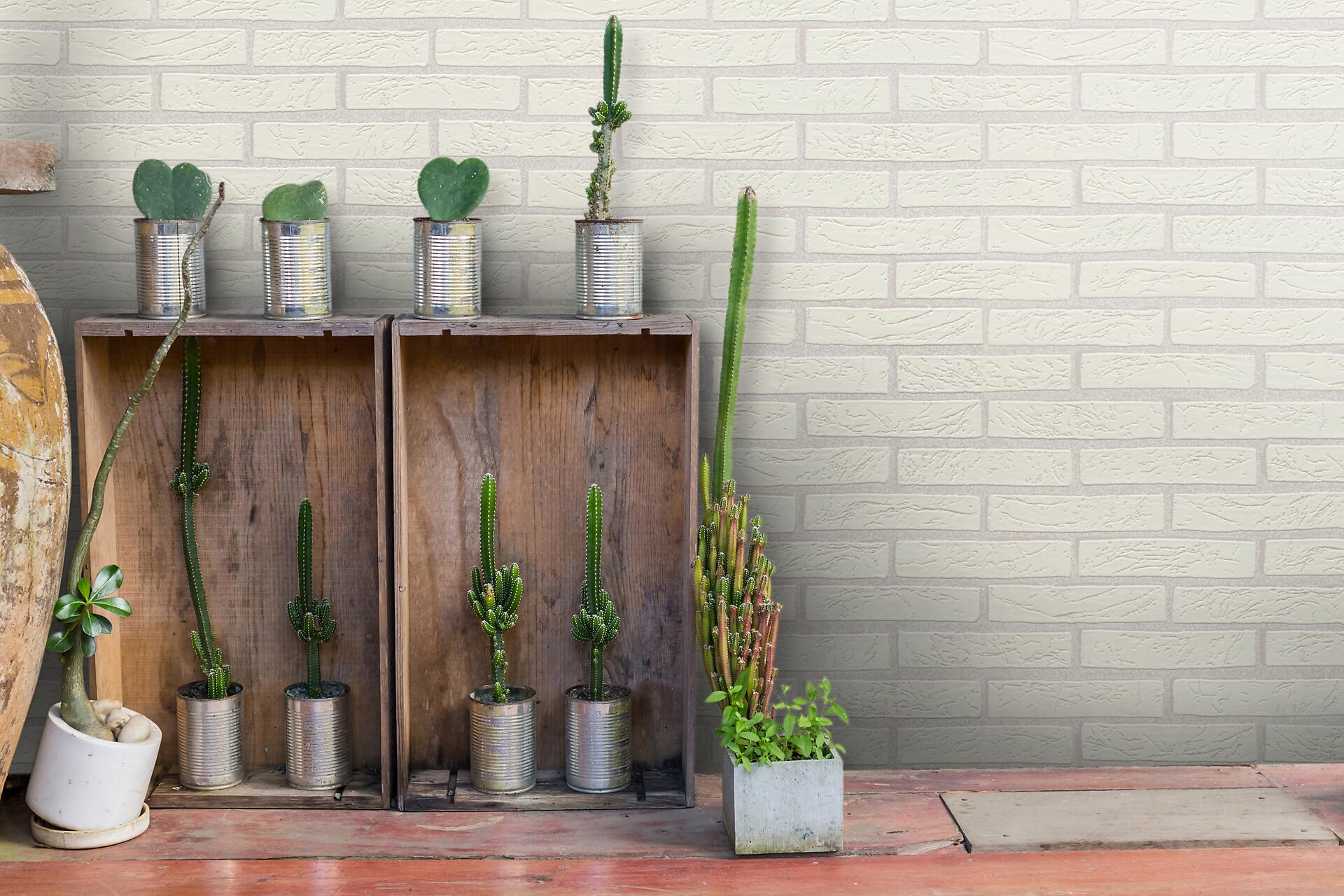 Vliestapete Steinoptik weiß B/L: ca. 53x1005 cm