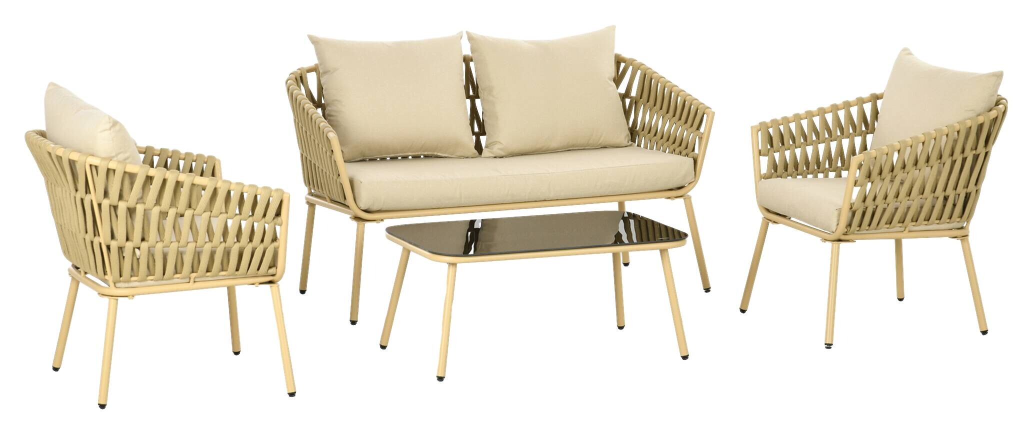 Outsunny Sitzgruppe khaki Polyester B/H/L: ca. 66x130x72 cm