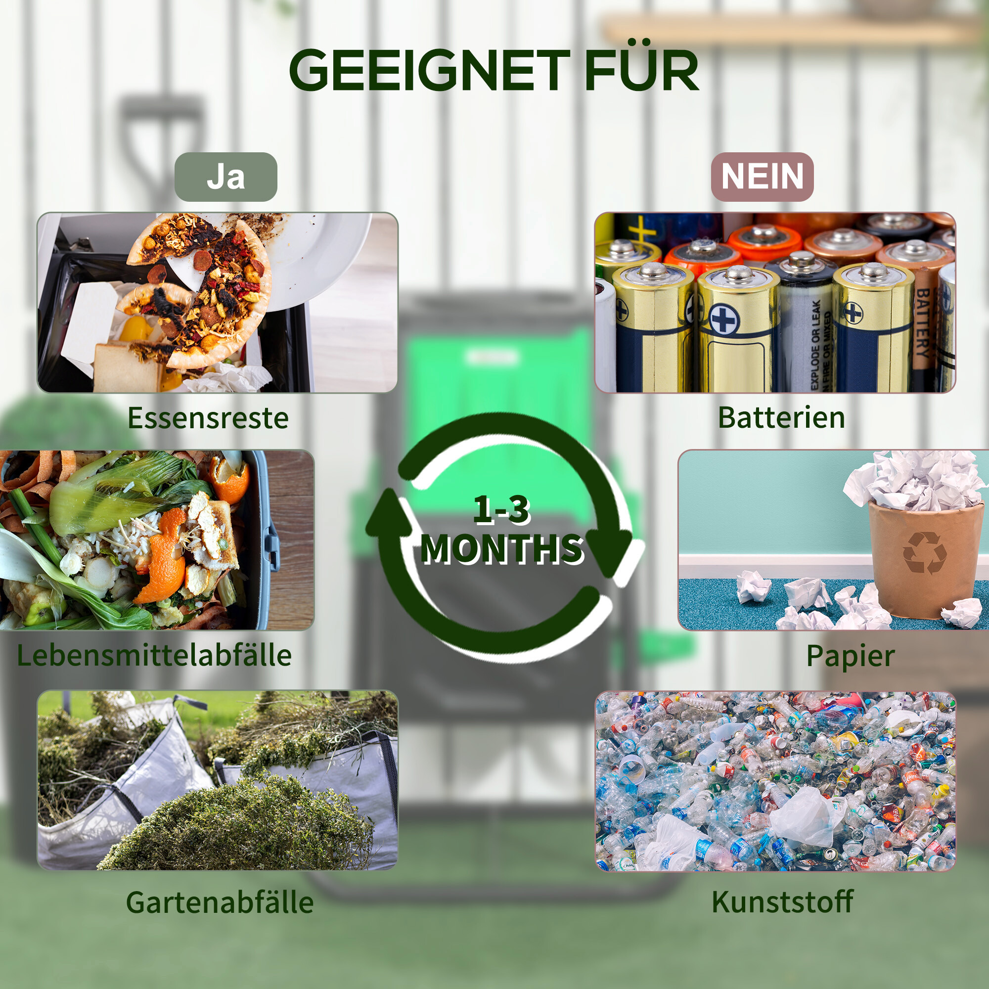 Outsunny Komposter schwarz B/H/L: ca. 49x77x60 cm