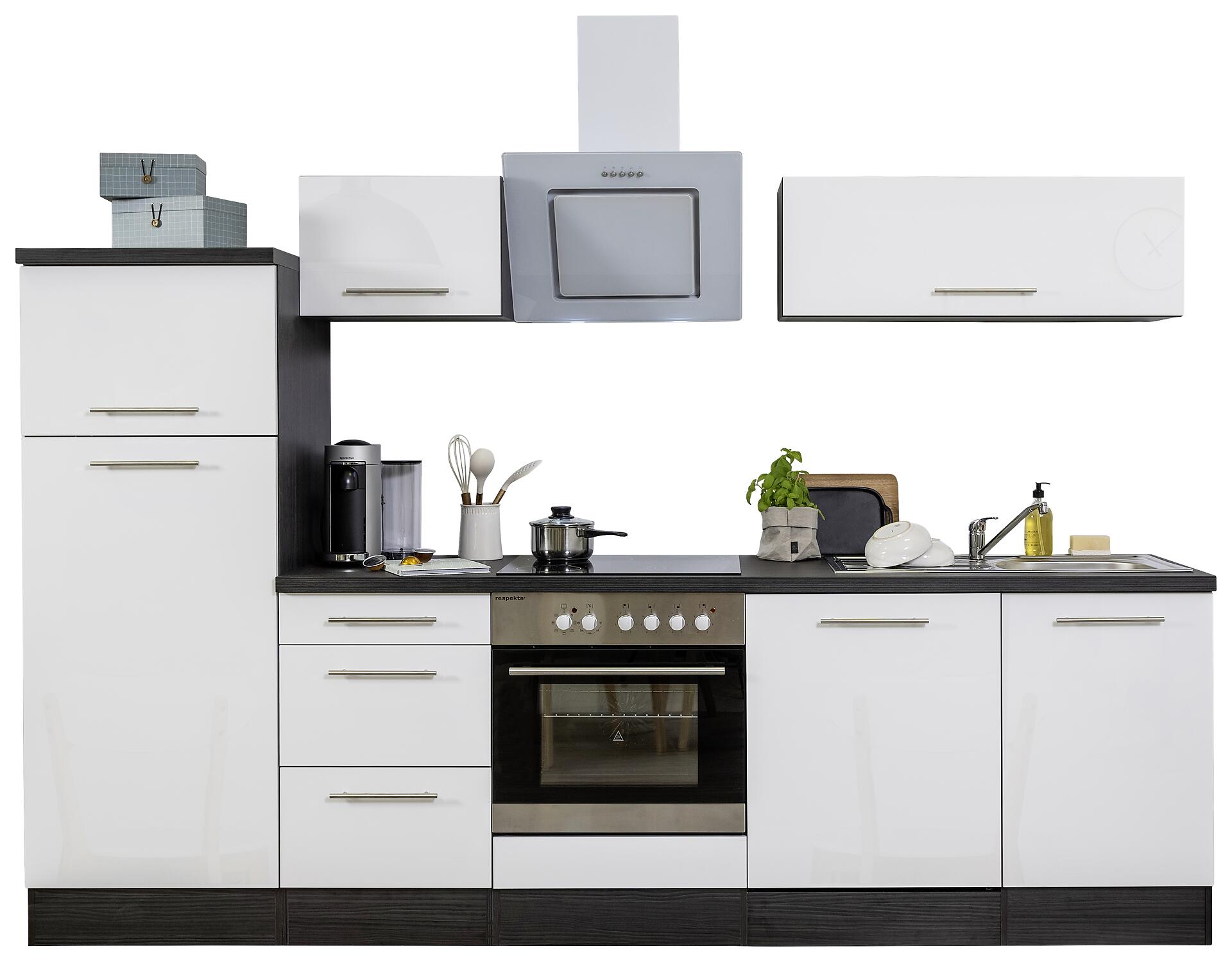 Respekta Küchenblock Premium weiß hochglänzend B/H/T: ca. 280x200x60 cm