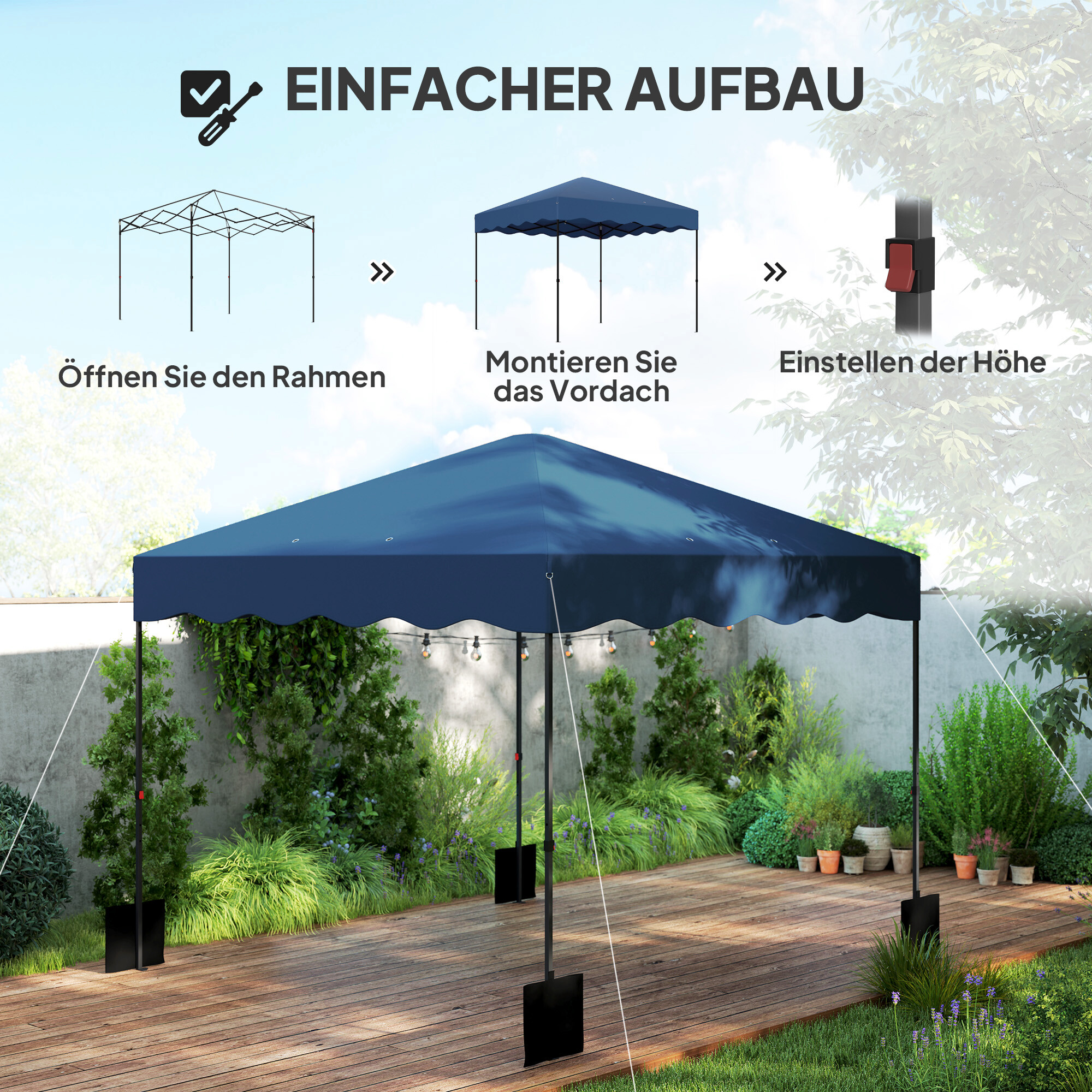 Outsunny Pavillon blau Metall B/H/L: ca. 297x287x297 cm