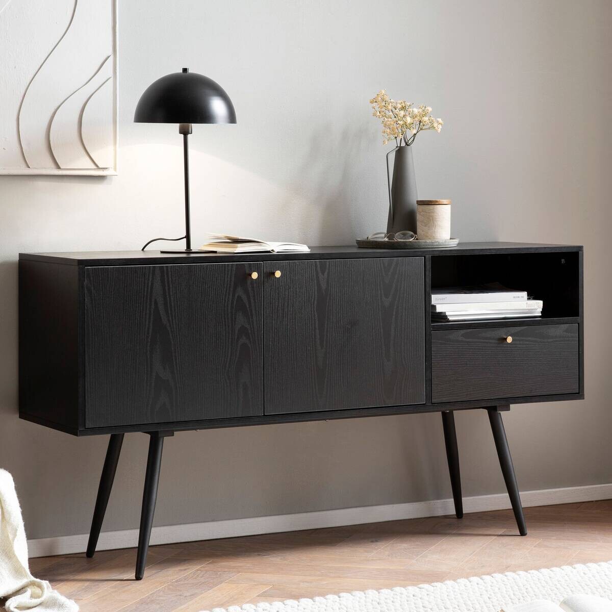 Sideboard schwarz B/H/T: ca. 140x75x40 cm