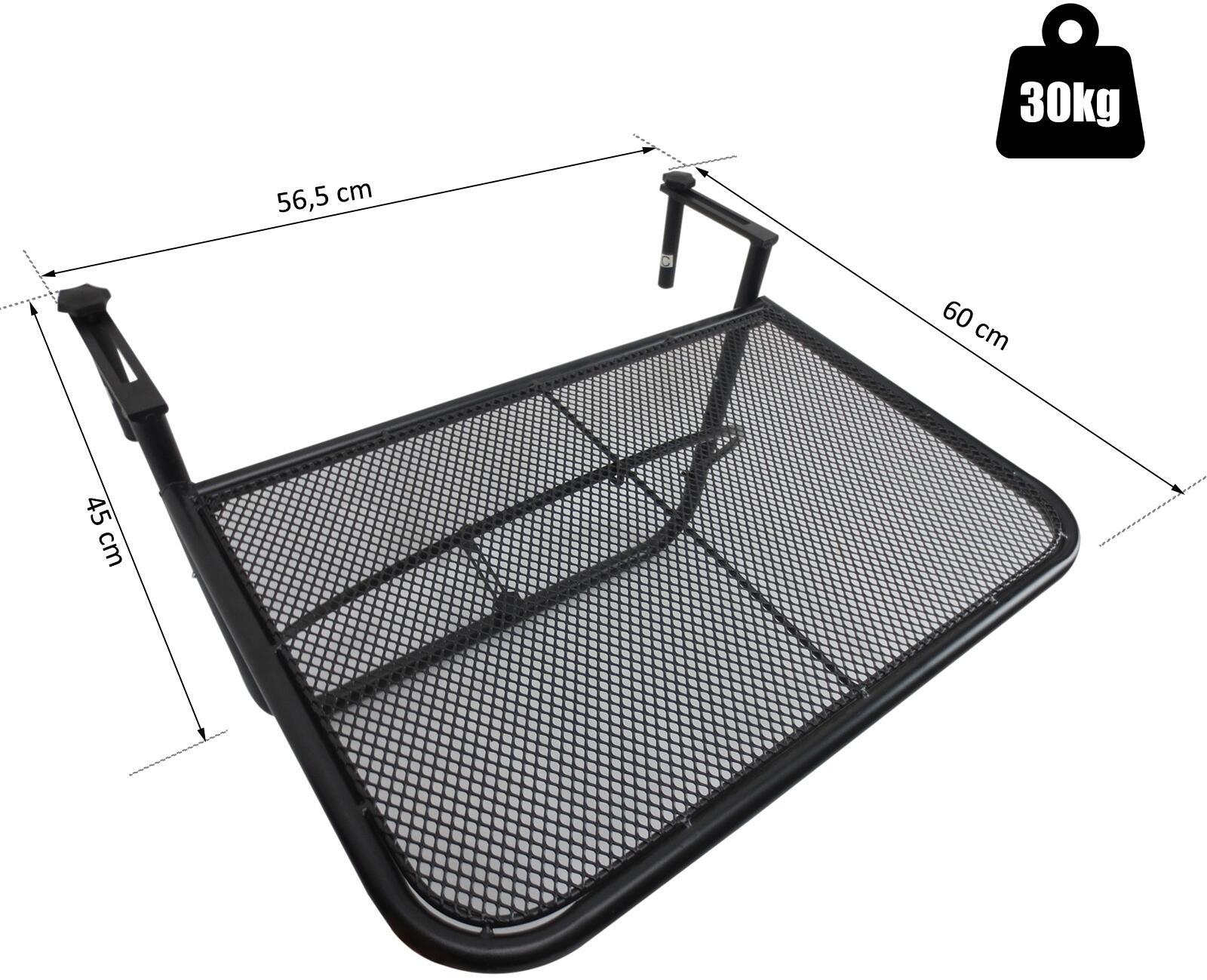 Outsunny Balkonhängetisch schwarz Metall B/H/L: ca. 56x45x60 cm