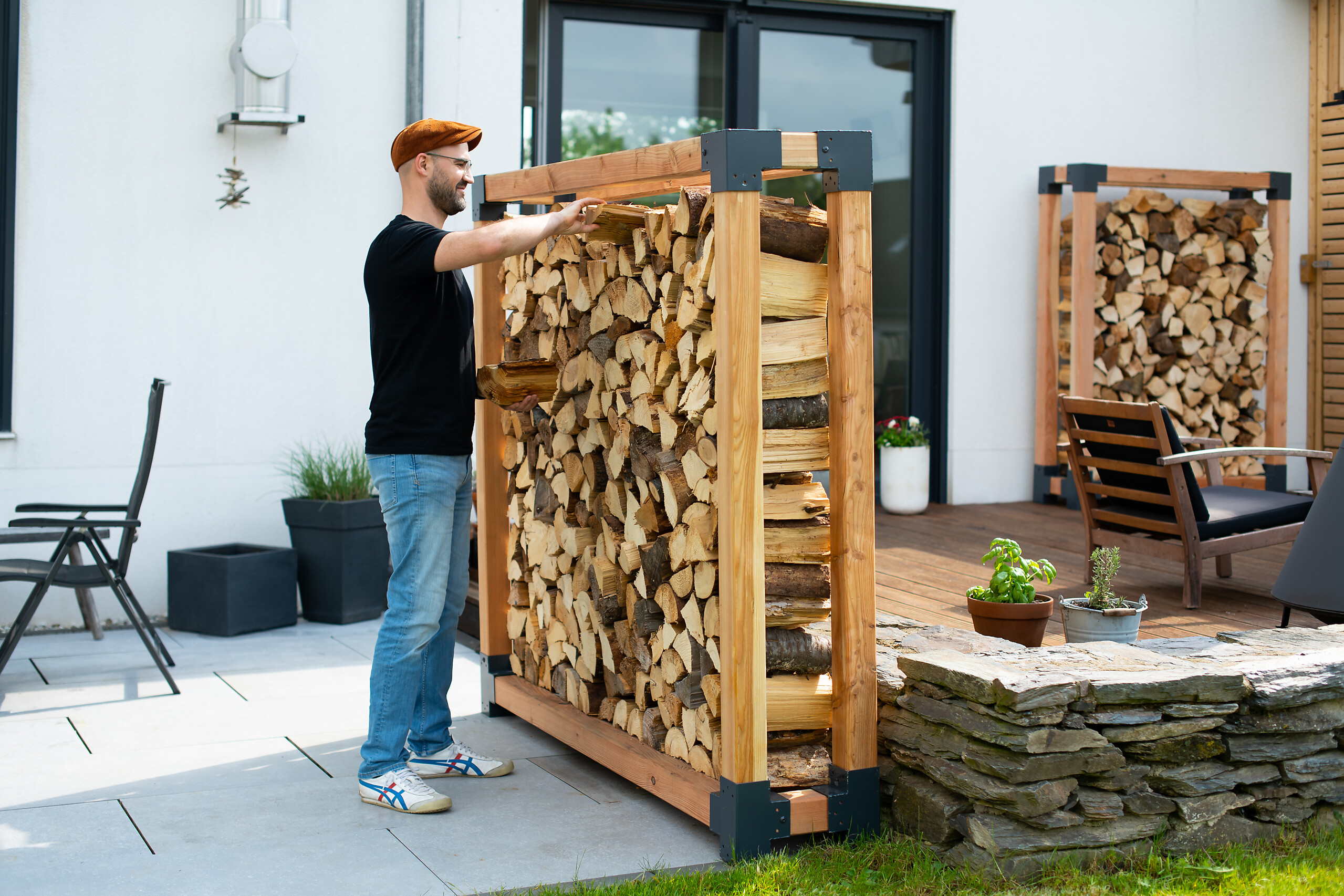 Westmann Kaminholzregal Michel natur B/H/L: ca. 40x180x198 cm