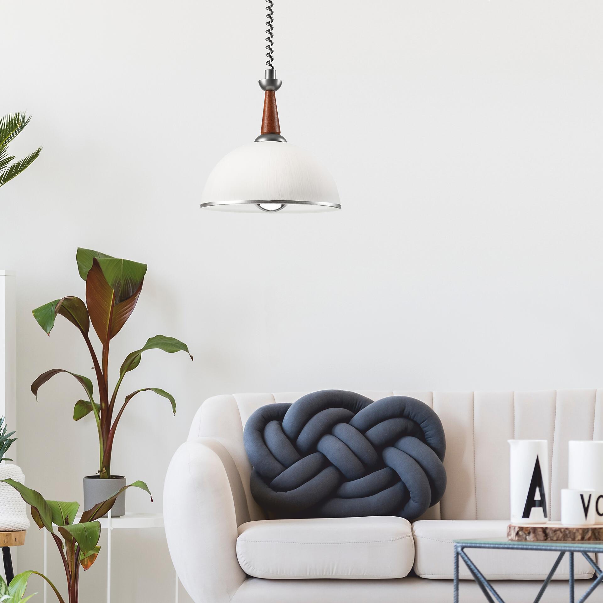 Lamkur Deckenleuchte silber Glas B/H/L: ca. 64x30x64 cm E27 1 Brennstellen