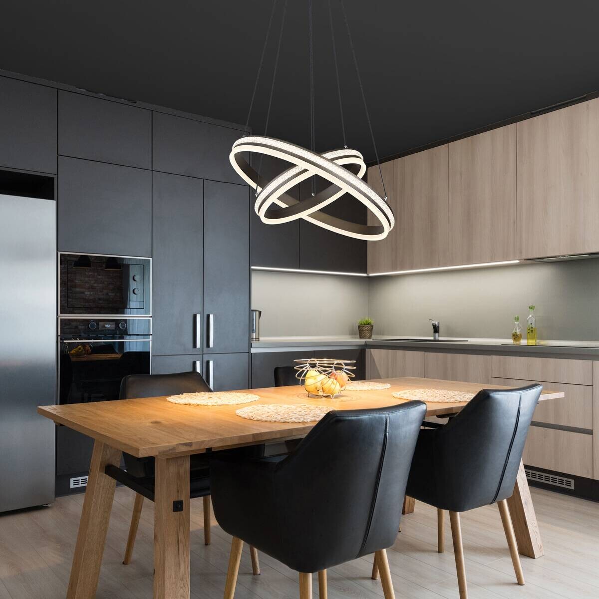 GLOBO LED-Pendelleuchte titanfarbig klar Metall Kunststoff H/D: ca. 120x60 cm