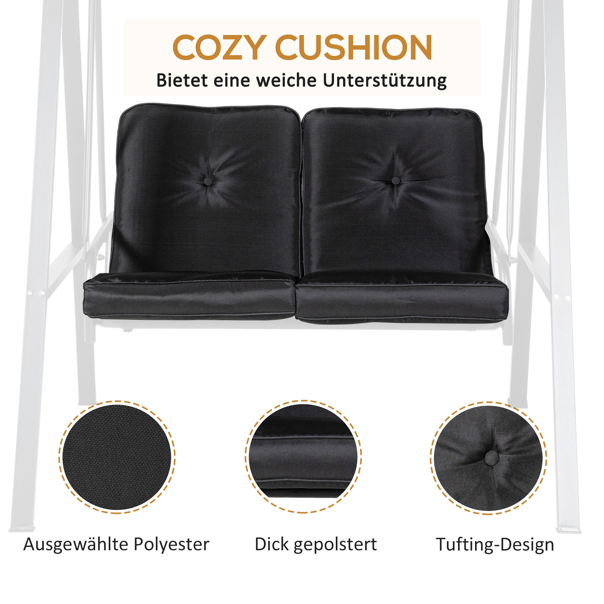 Outsunny Hollywoodschaukel schwarz Polyester B/H/L: ca. 116x172x145 cm