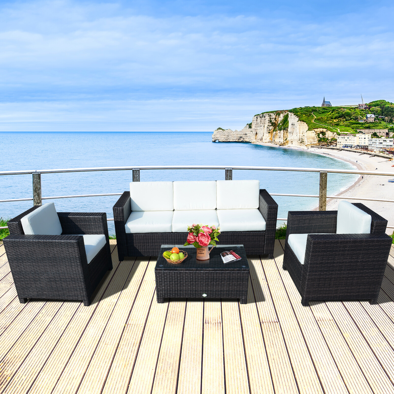 Outsunny Beistelltisch braun Metall B/H/L: ca. 50x39x85 cm