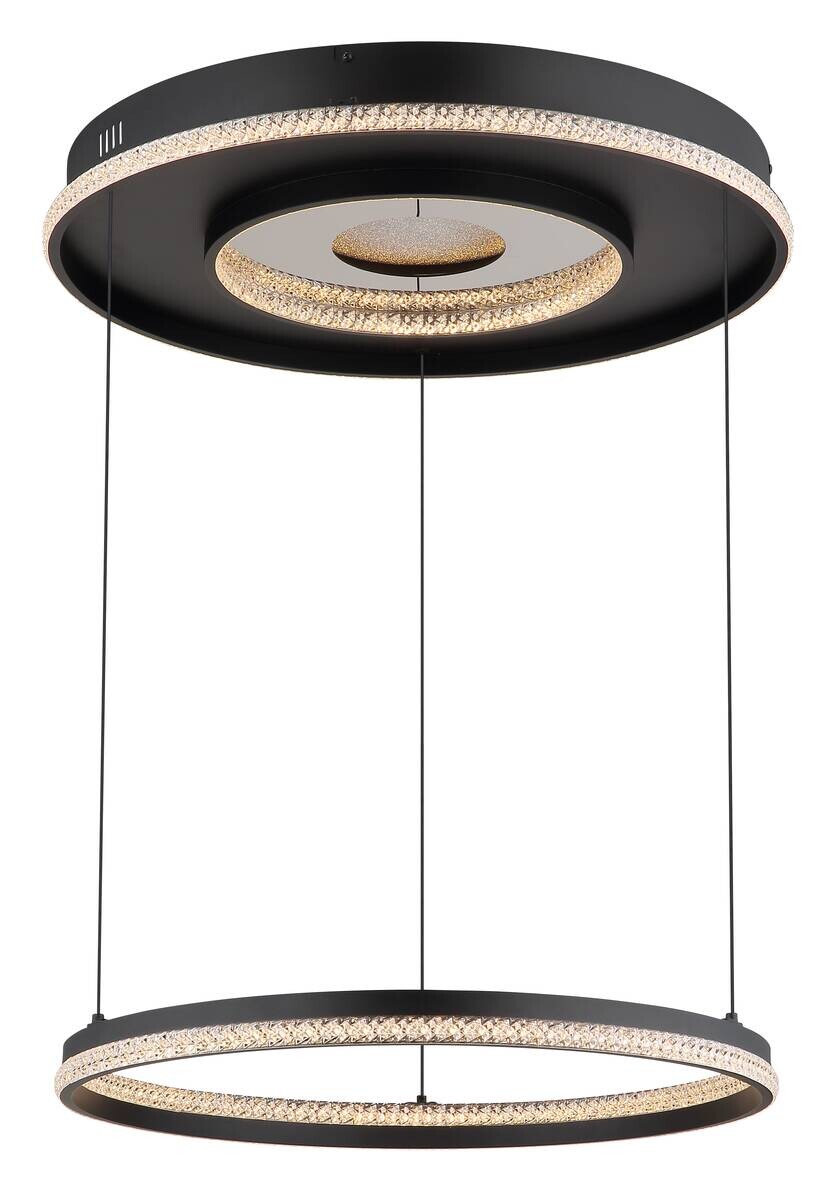 GLOBO Pendelleuchte mattschwarz klar Metall Aluminium H/D: ca. 120x60 cm 1.0 Brennstellen