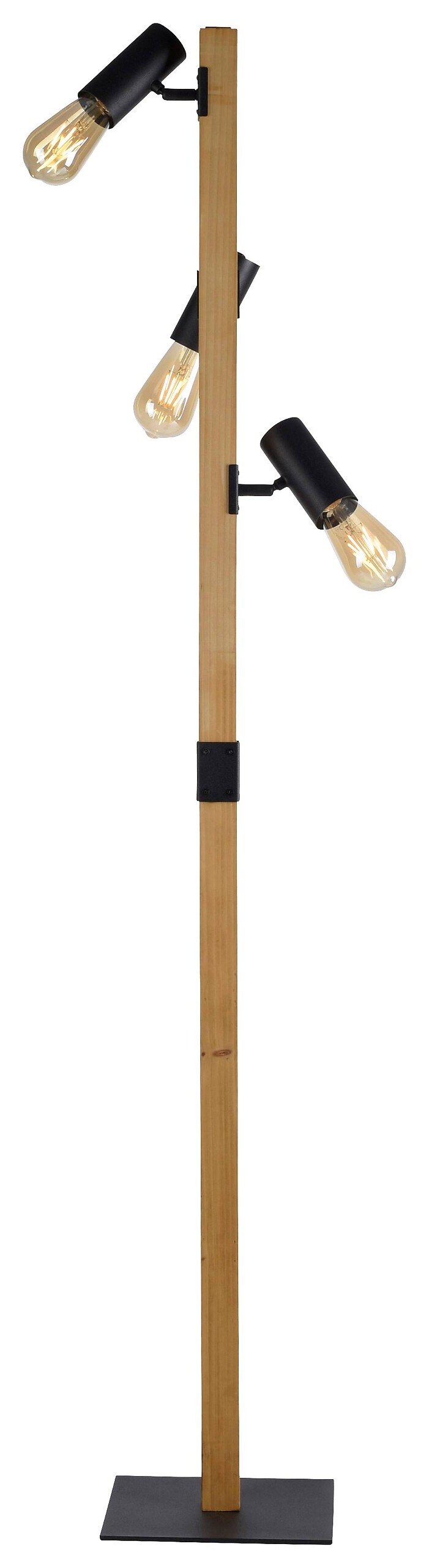 Just Light Stehleuchte PILON 15165-18 natur schwarz Metall Holz B/H/T: ca. 26x152x29 cm E27 3 Brennstellen