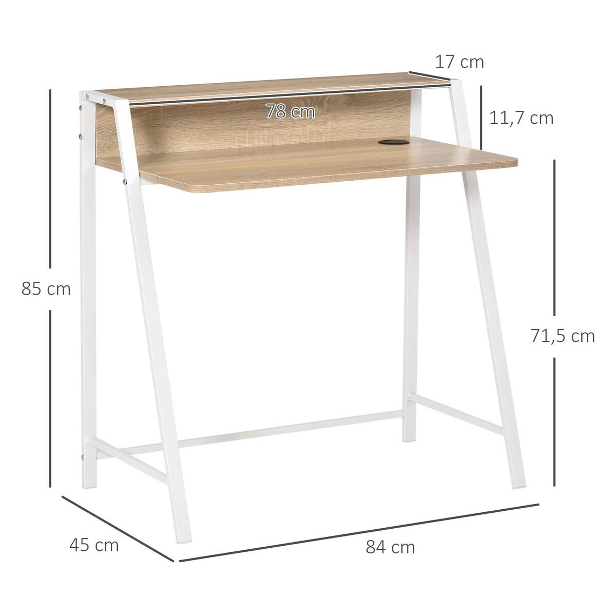 Schreibtisch 836-055AK weiß Eiche Nachbildung B/H/T: ca. 84x85x45 cm