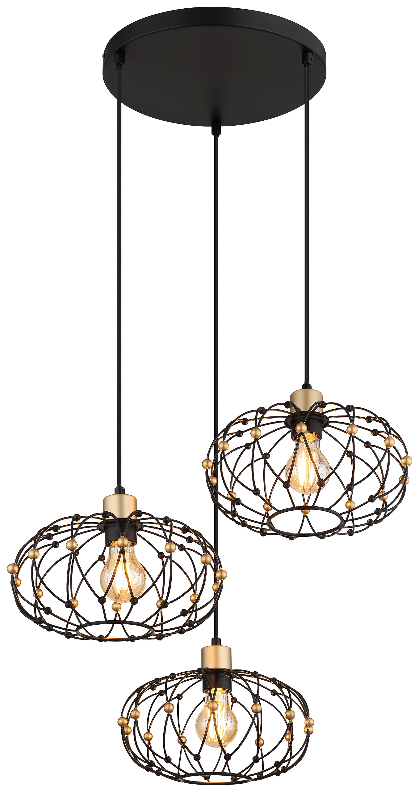 GLOBO Pendelleuchte mattschwarz Metall H/D: ca. 150x54,9 cm E27 3 Brennstellen