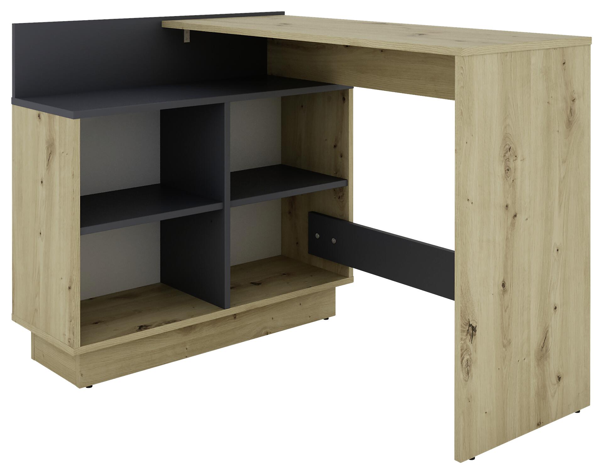 Eckschreibtisch BERNI Eiche Graphit B/H/T: ca. 102x77,5x80 cm