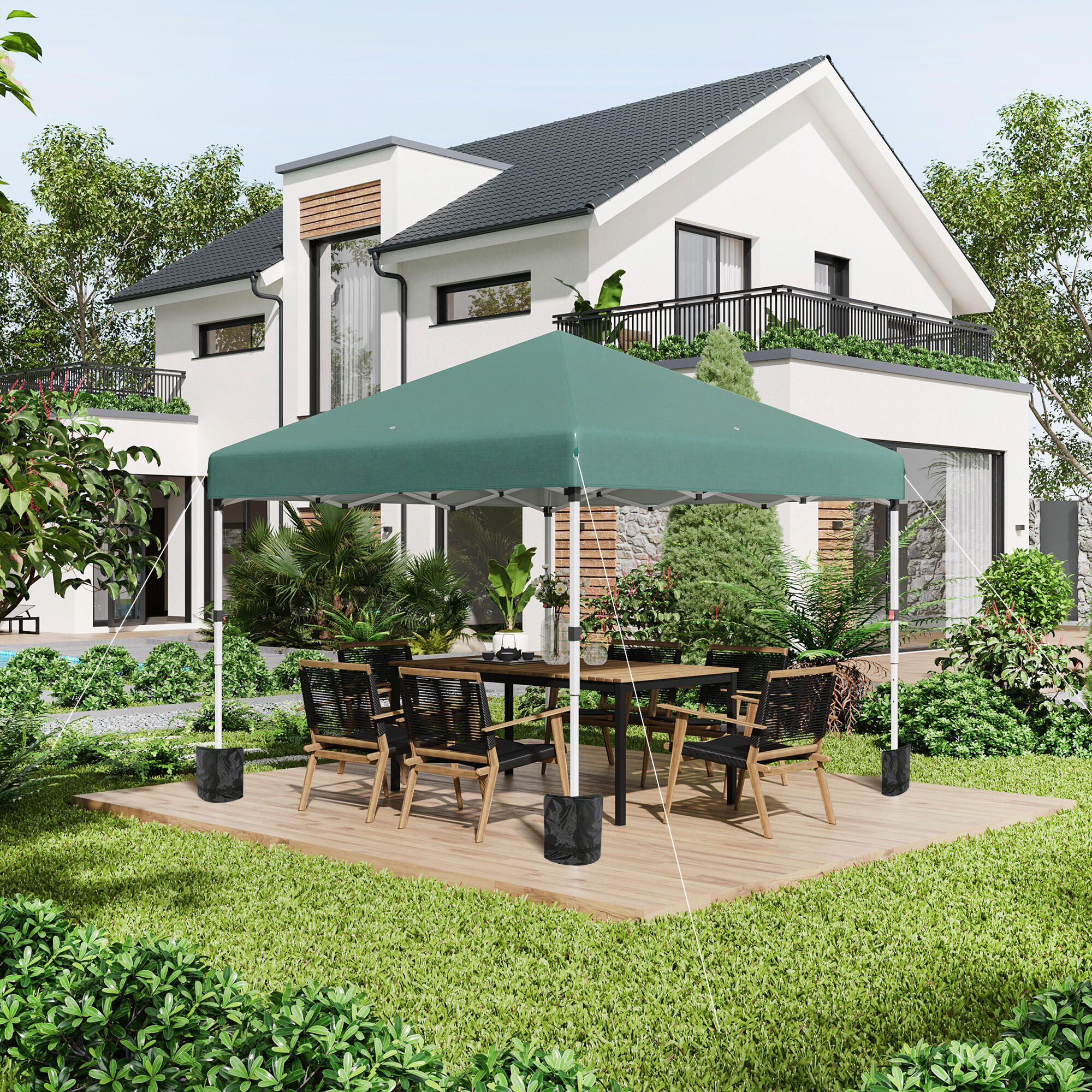 Outsunny Pavillon grün Polyester B/H/L: ca. 297x288x297 cm