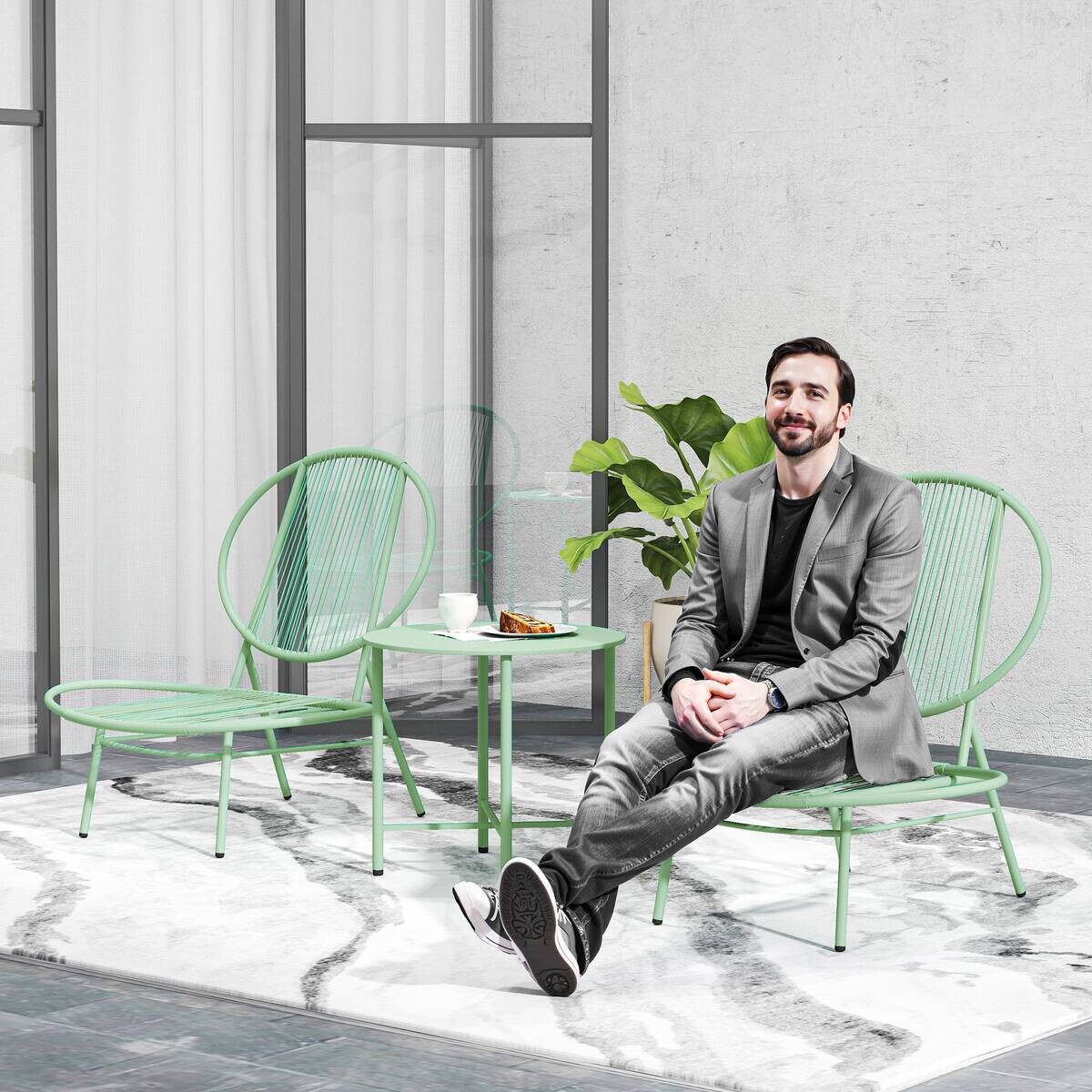 Outsunny Bistro-Set grün Stahl B/H/L: ca. 68x78x74 cm