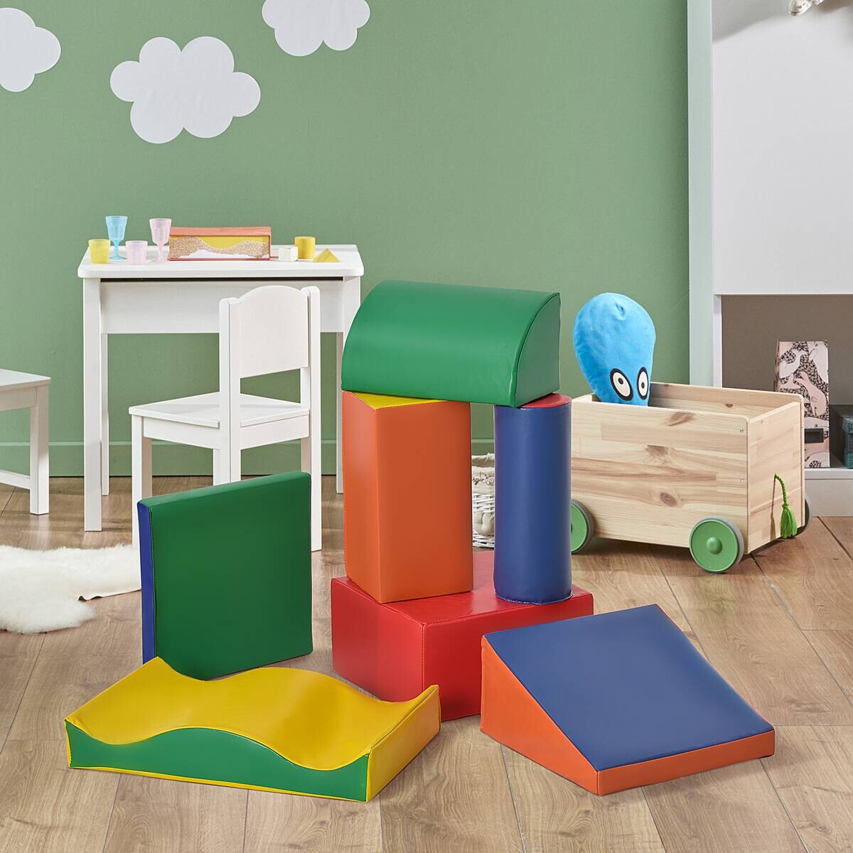 HOMCOM Kinder Softbausteine 7-tlg. B/H/L: ca. 40x60x11 cm
