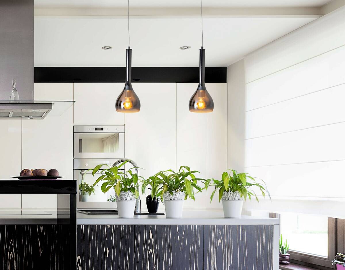 Näve Leuchten Pendelleuchte 6127097 anthrazit Glas Metall B/H/T: ca. 16x143x16 cm E27 1 Brennstellen