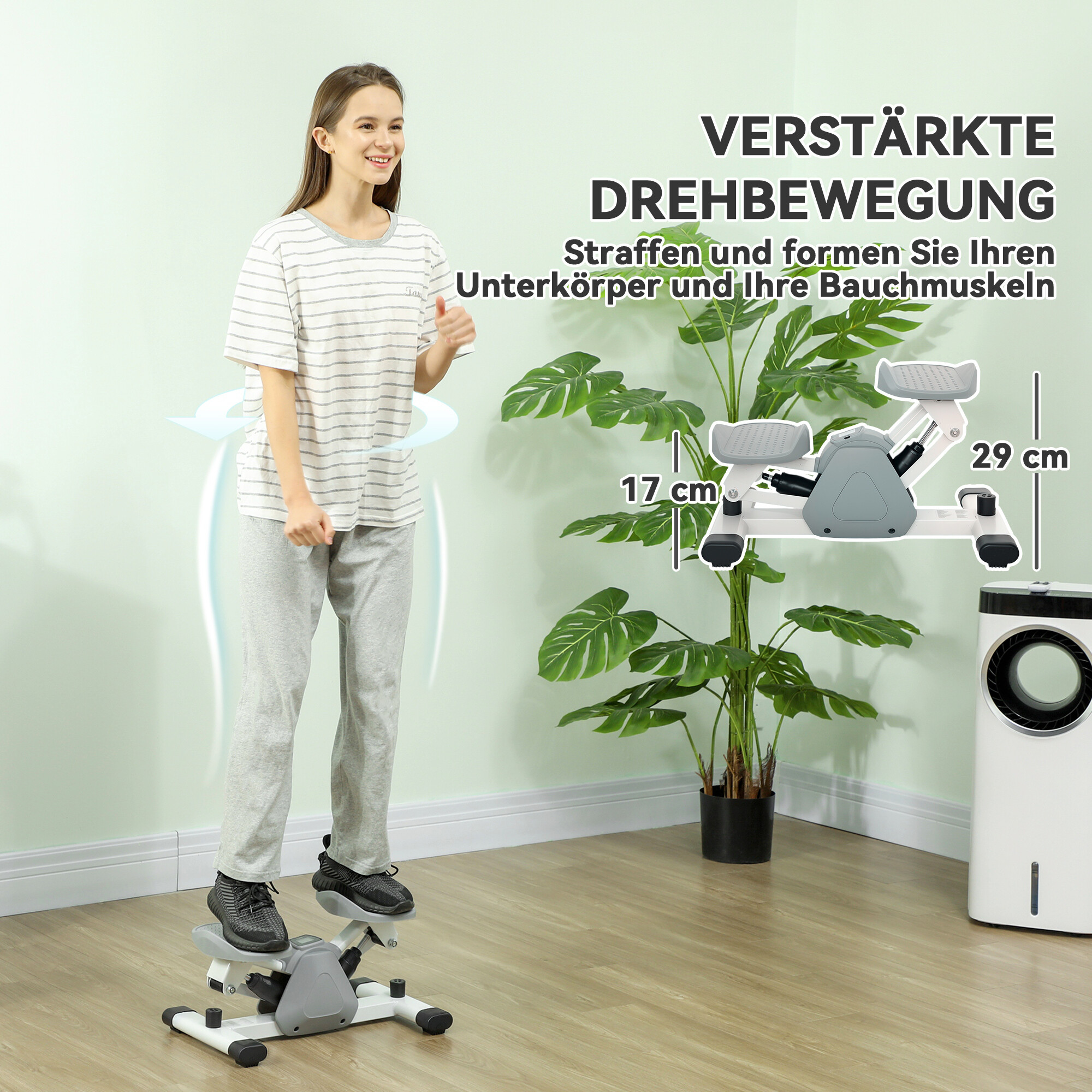 SPORTNOW Mini Stepper grau Kunststoff B/H/L: ca. 31,5x26x50,5 cm