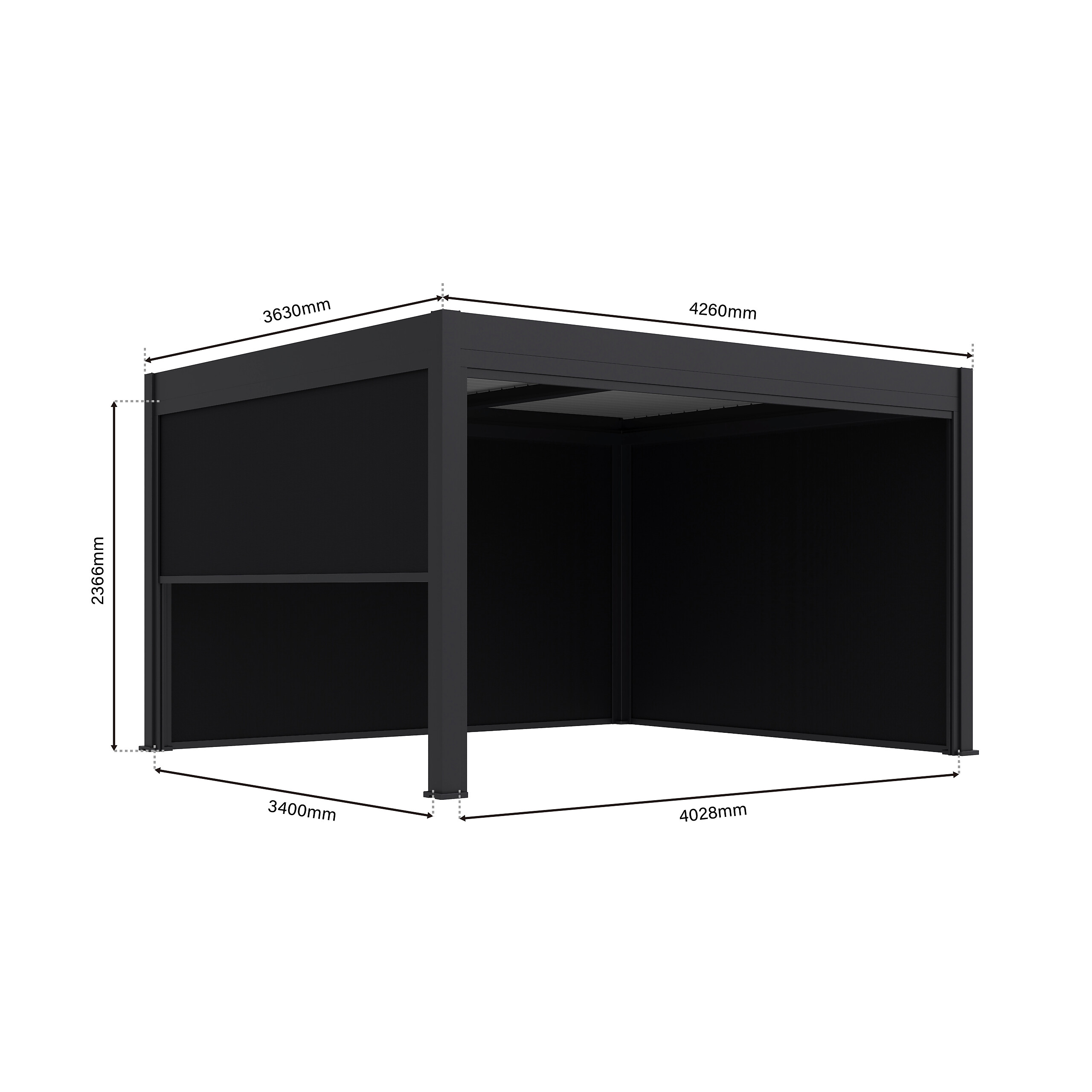 Paragon Outdoor Seitenteil für Pergola Grand Tuscan grau Kunststoff B/H: ca. 340x237 cm