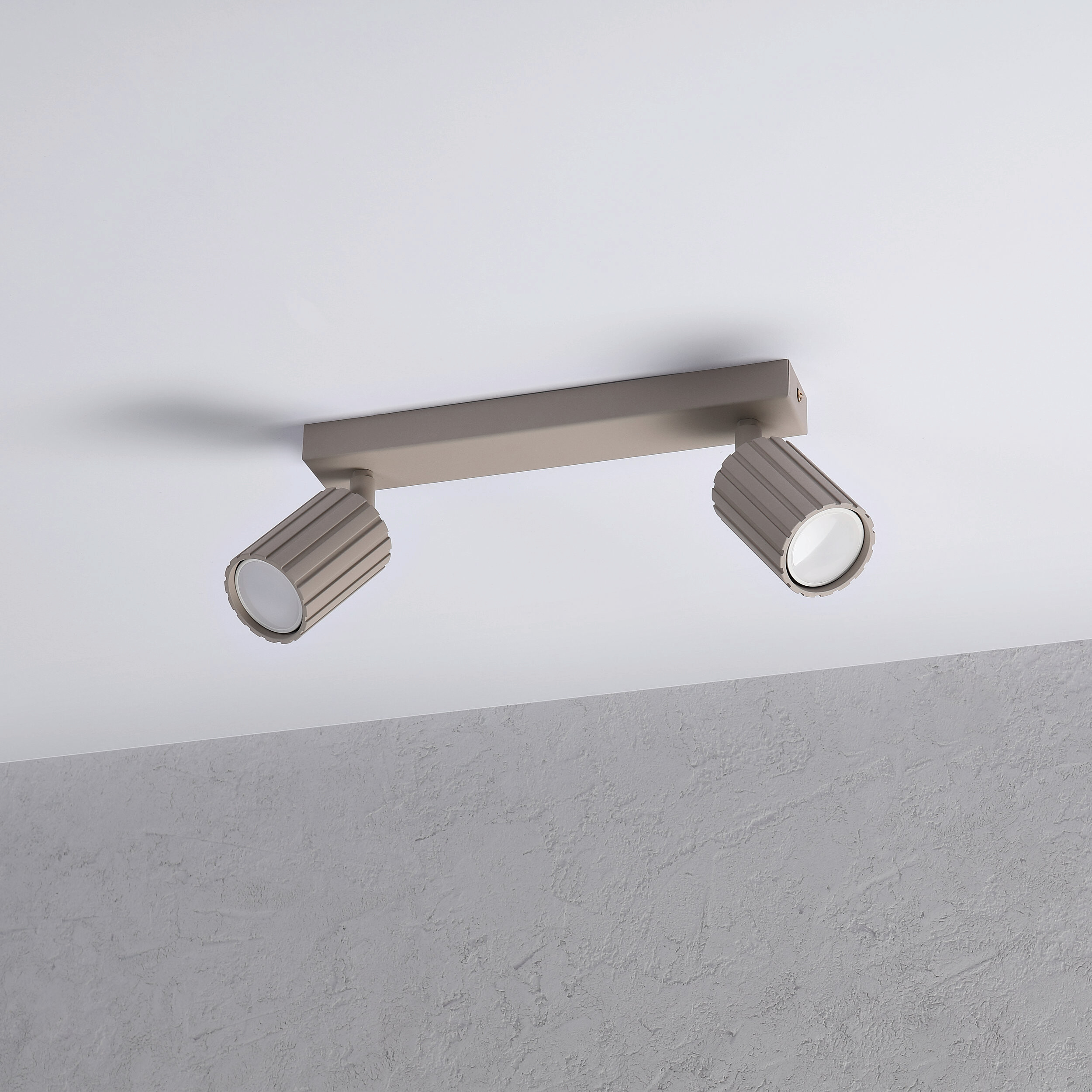 Lamkur Strahler Prisma beige Stahl B/H/L: ca. 6,5x16,5x30 cm 2 Brennstellen