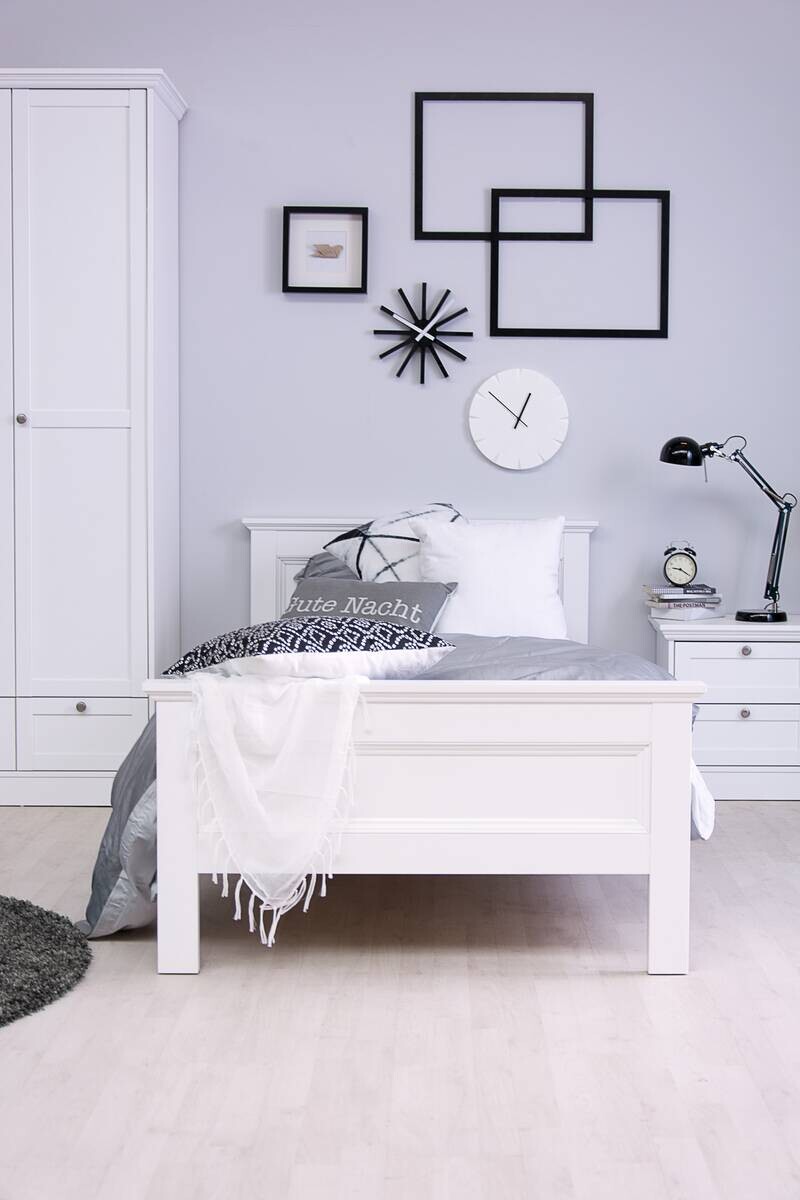 Bett Landwood weiß B/H/T: ca. 97x80x209 cm Liegefläche B/L: ca. 900x200 cm