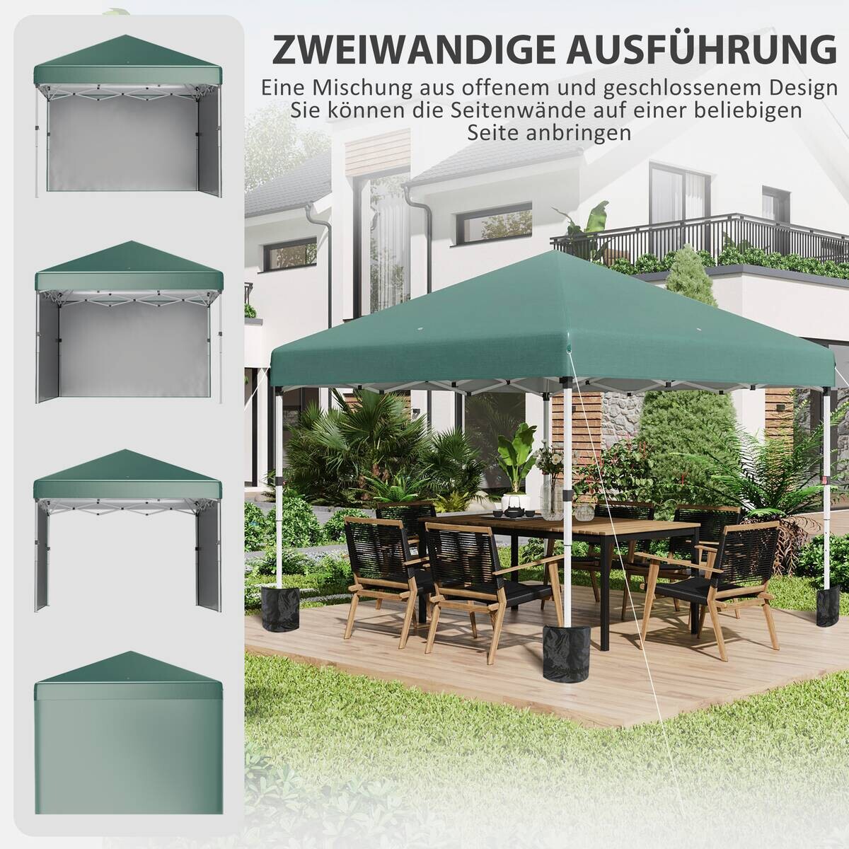 Outsunny Pavillon grün Polyester B/H/L: ca. 297x288x297 cm