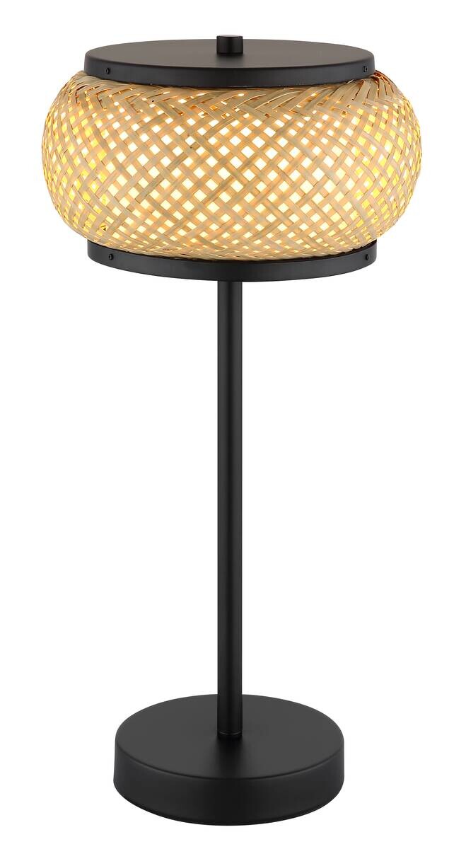 GLOBO Tischleuchte mattschwarz natur Metall Bambus H/D: ca. 46,1x22 cm 1 Brennstellen