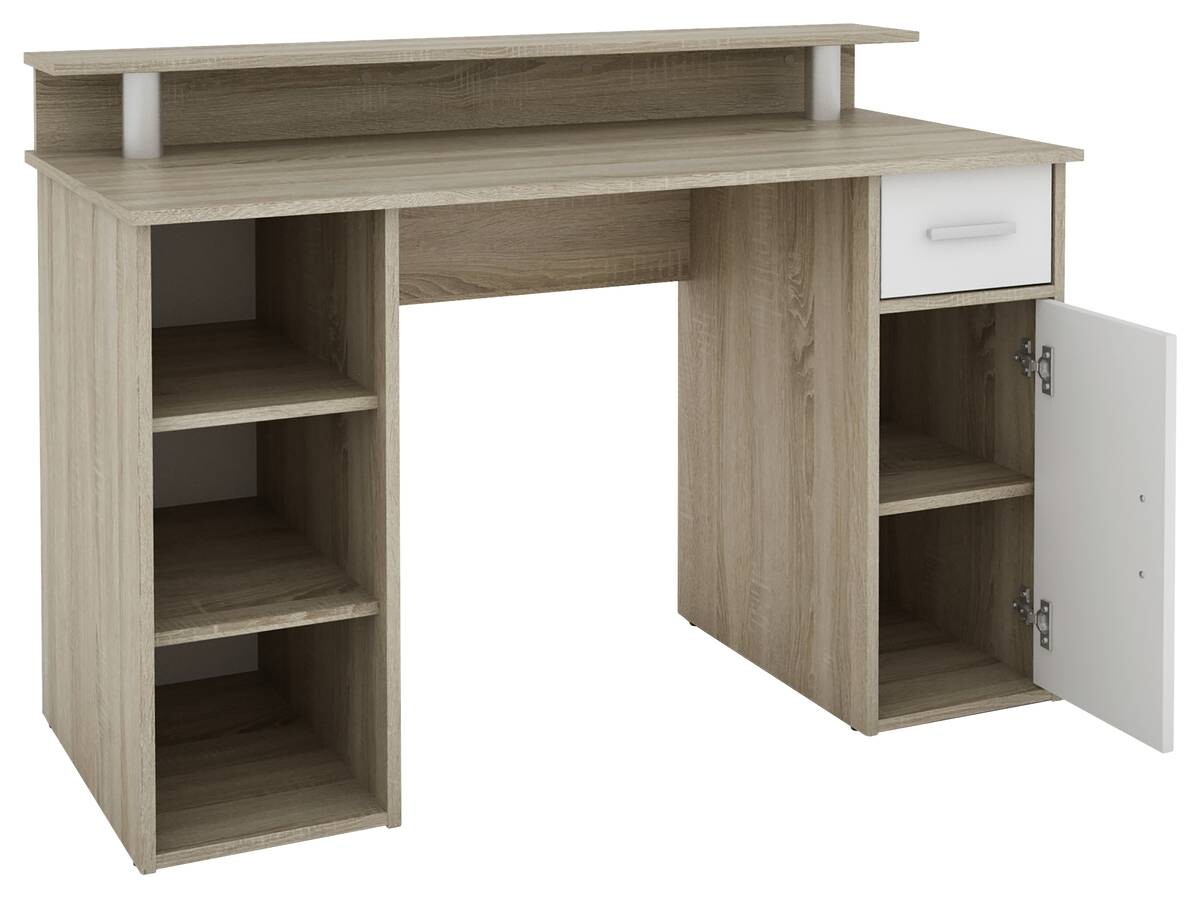 Schreibtisch DIEGO Eiche Sonoma Nachbildung weiß silber B/H/T: ca. 120x88x55 cm