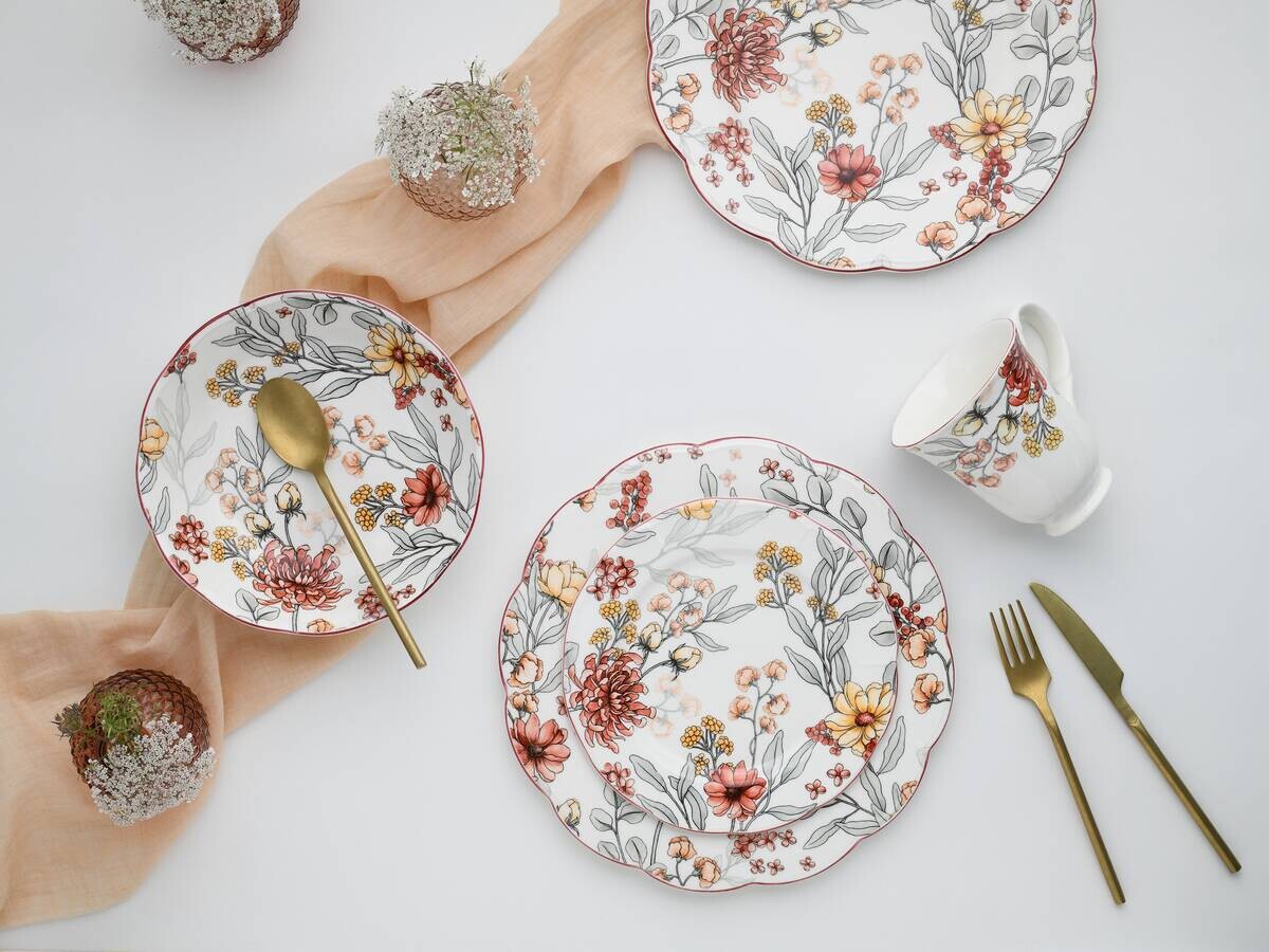 CreaTable Kombiservice Fiore bunt Steingut 16 tlg.