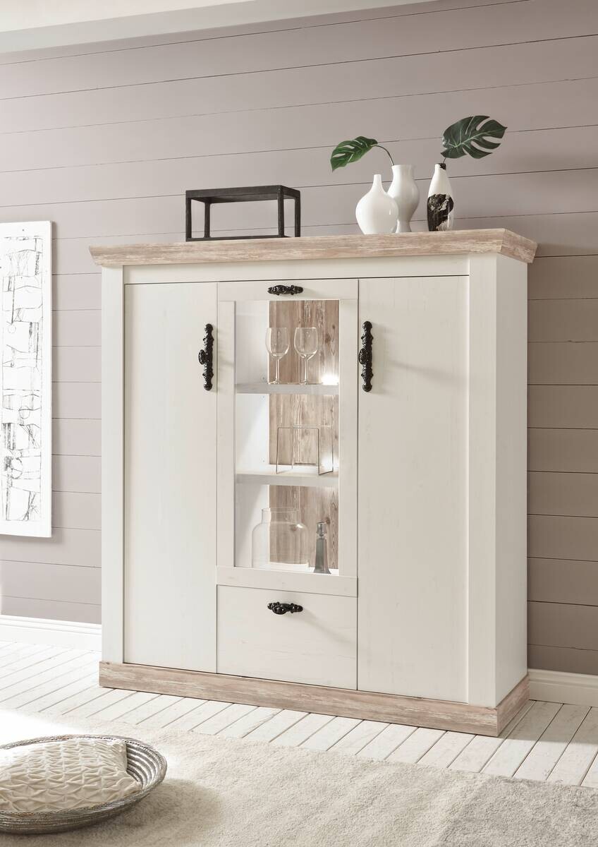 Highboard Florenz weiß Pinie B/H/T: ca. 139x146x44 cm