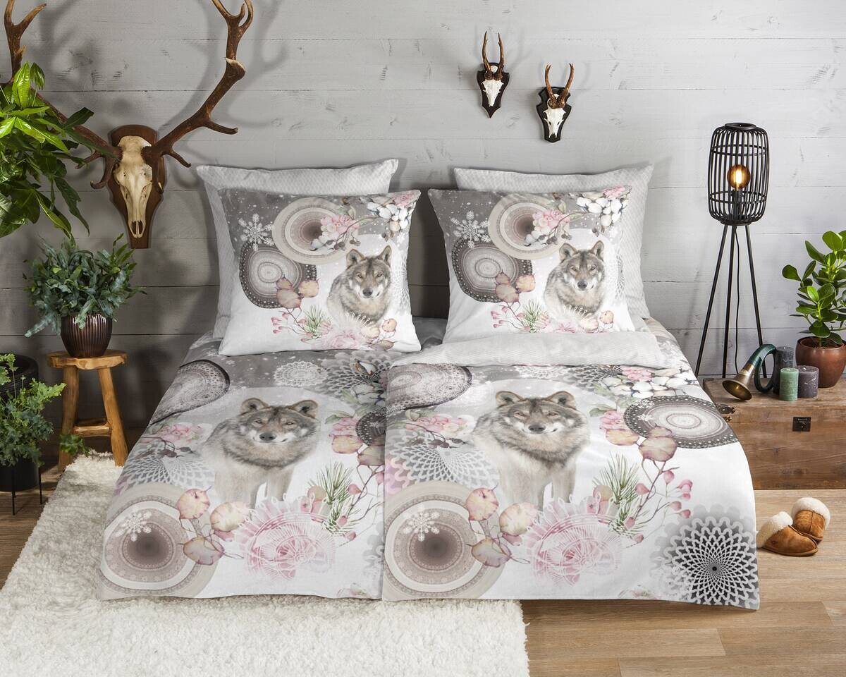 Baumwoll Bettwäsche Isaci Flanell grau Baumwolle B/L: ca. 155x220 cm