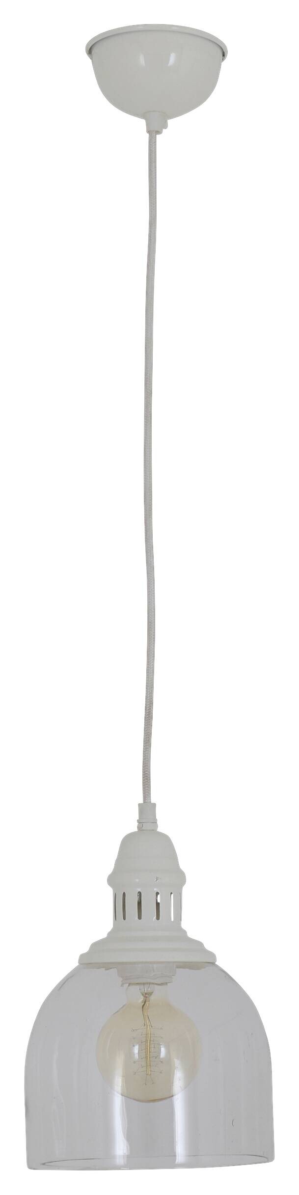 Näve Leuchten Pendelleuchte 6074123 weiß Metall Glas B/H/T: ca. 18,5x110x18,5 cm E27 1 Brennstellen