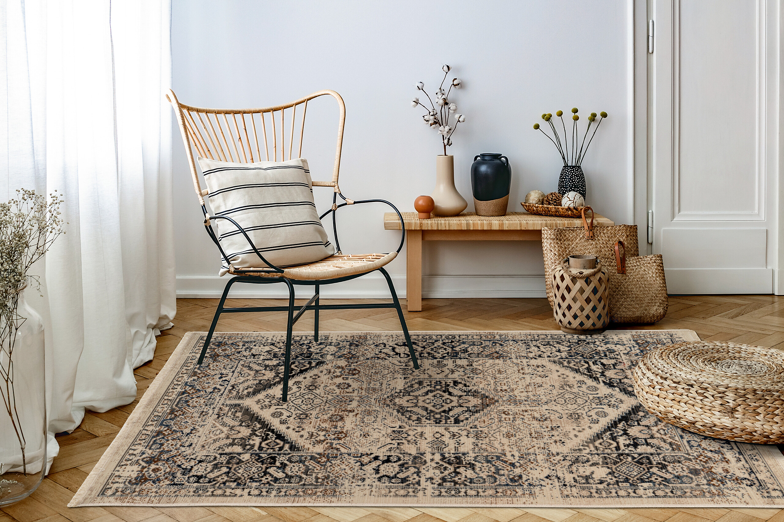 Kayoom Kurzflorteppich Charin 425 blau B/H/L: ca. 160x0,35x230 cm