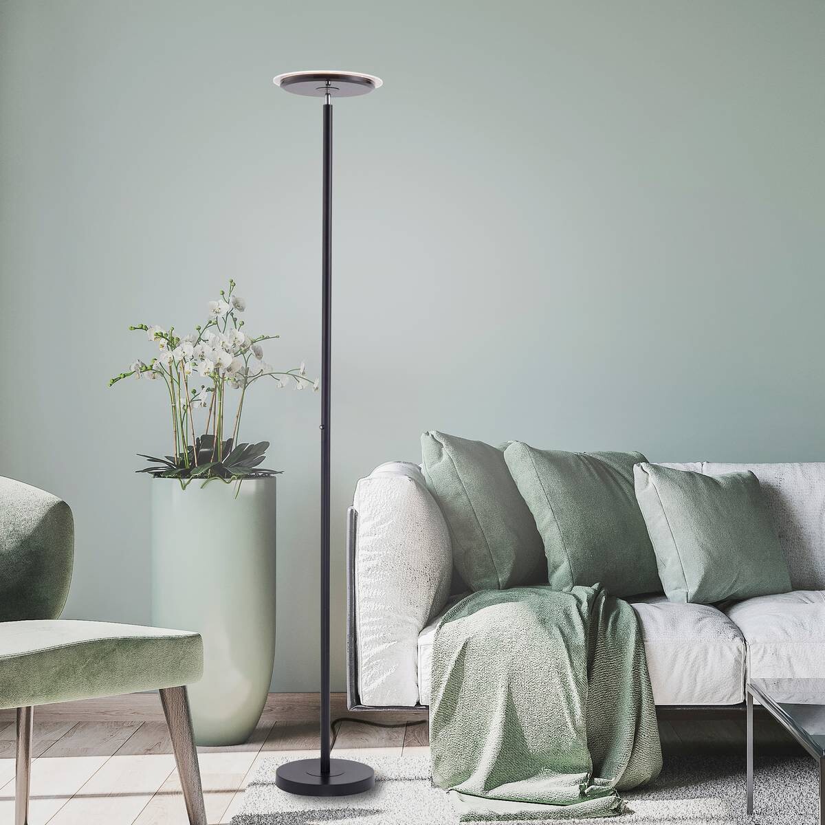 Just Light LED-Deckenfluter HANS 11729-18 schwarz Kunststoff Eisen H/D: ca. 181x30 cm 1 Brennstellen