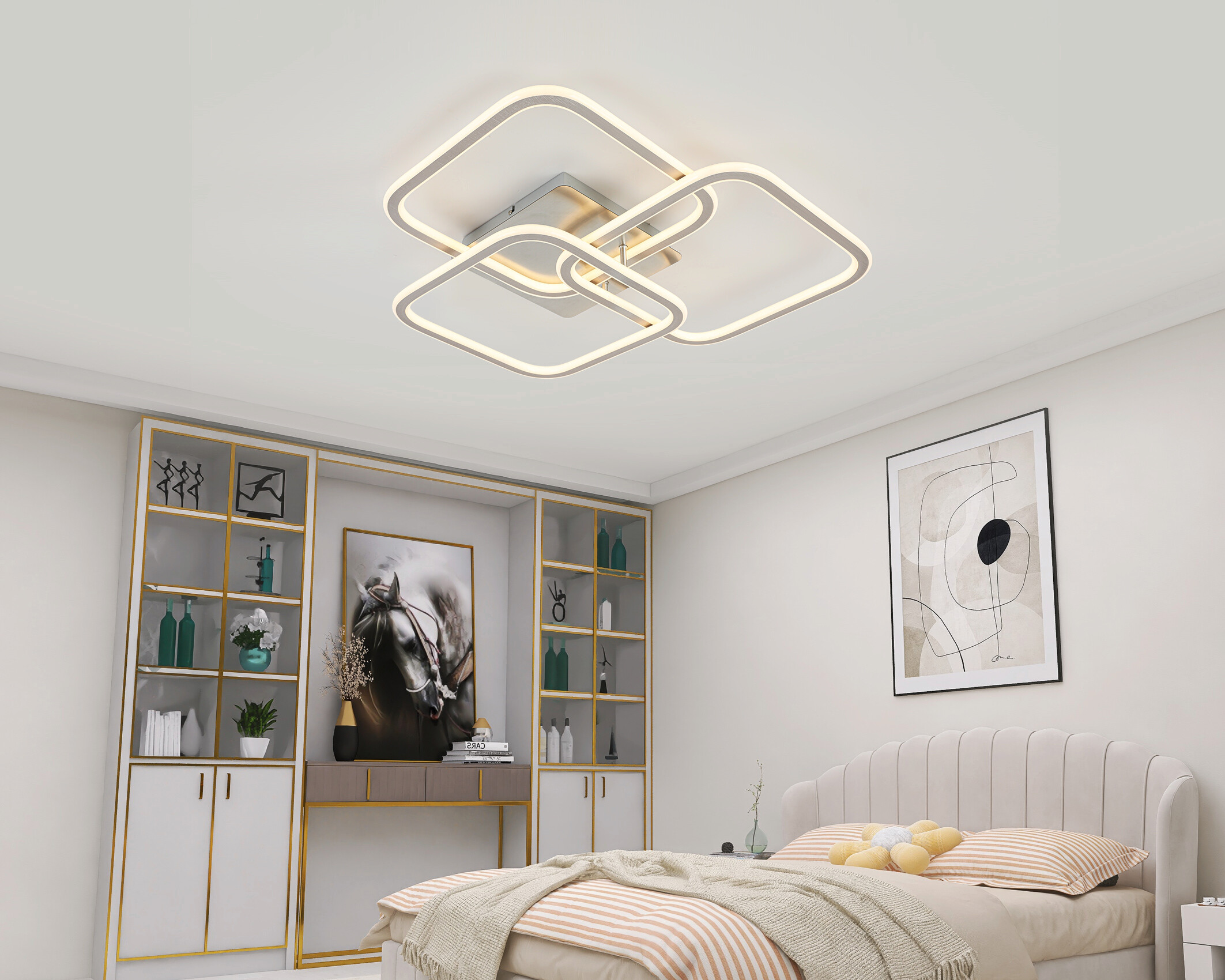 Nolo LED-Deckenleuchte Thrice nickel Satiniert Alu B/H/L: ca. 54x10x58 cm