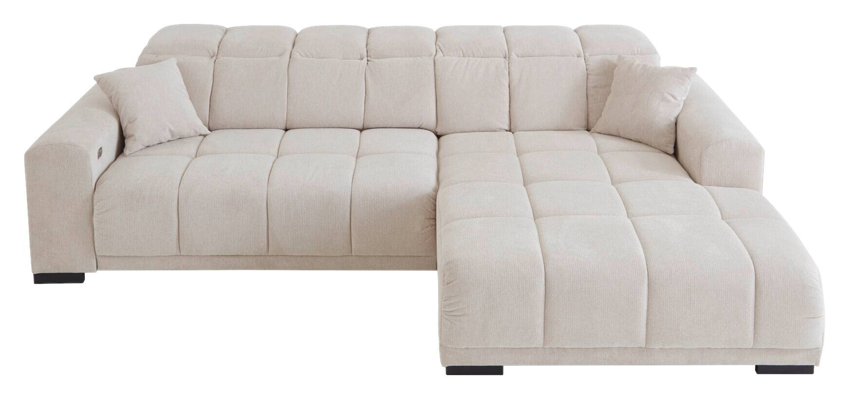 Ecksofa mit elektrischer Sitztiefenverstellung beige Microfaser B/H/T: ca. 301x113x195 cm