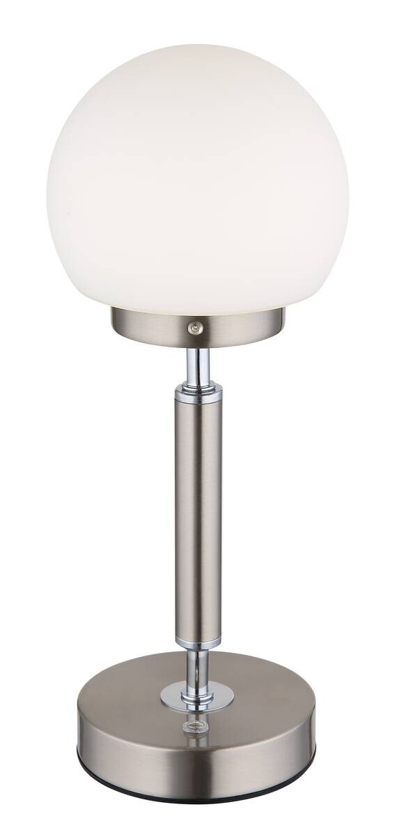 GLOBO LED-Tischleuchte Opal nickel matt Kunststoff Metall Glas H/D: ca. 28,5x11,5 cm 1 Brennstellen