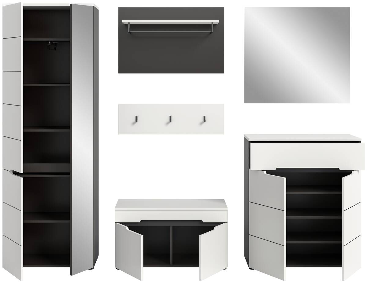 Garderobe Canu basaltgrau Nachbildung weiß B/H/T: ca. 255x190x37 cm