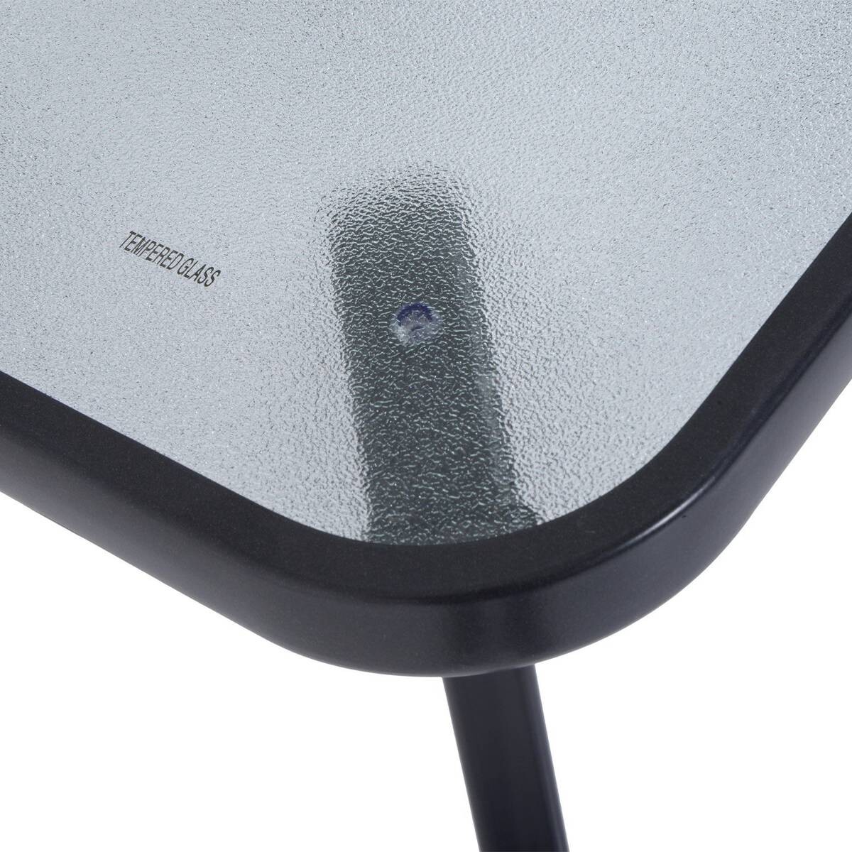 Outsunny Glastisch schwarz Metall B/H/L: ca. 68,5x84x68,5 cm