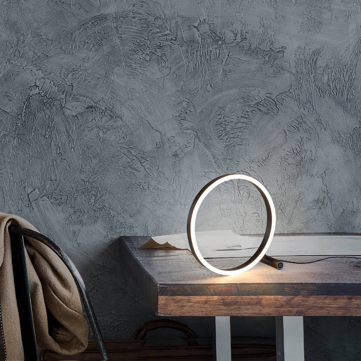 Just Light LED-Touch-Tischleuchte RITUS 15390-13 weiß anthrazit Metall B/H/T: ca. 30x30x10 cm 1 Brennstellen