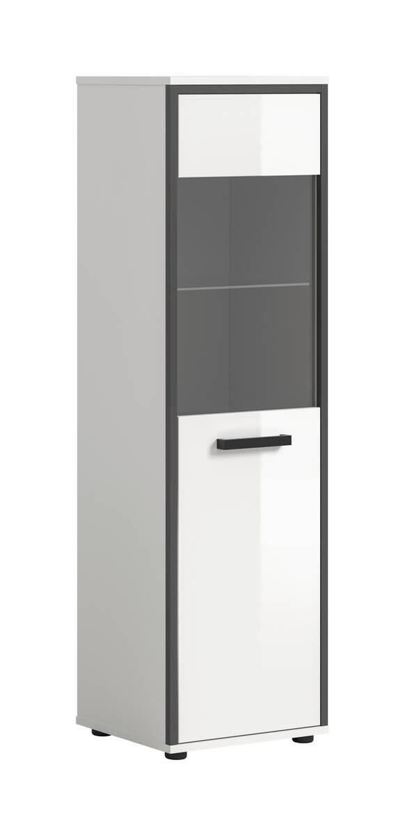 Midischrank KOJAK weiß Hochglanz anthrazit grau B/H/T: ca. 40x139x34 cm