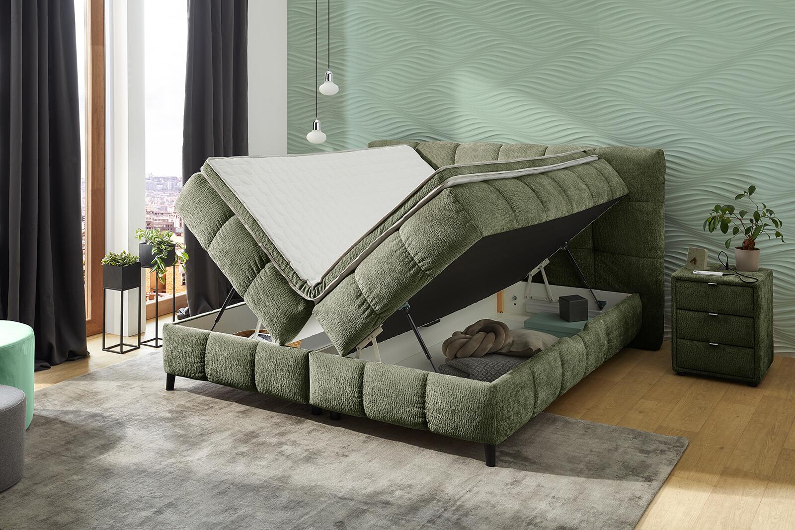 Boxspringbett  grün Liegefläche B/L: ca. 180x200 cm